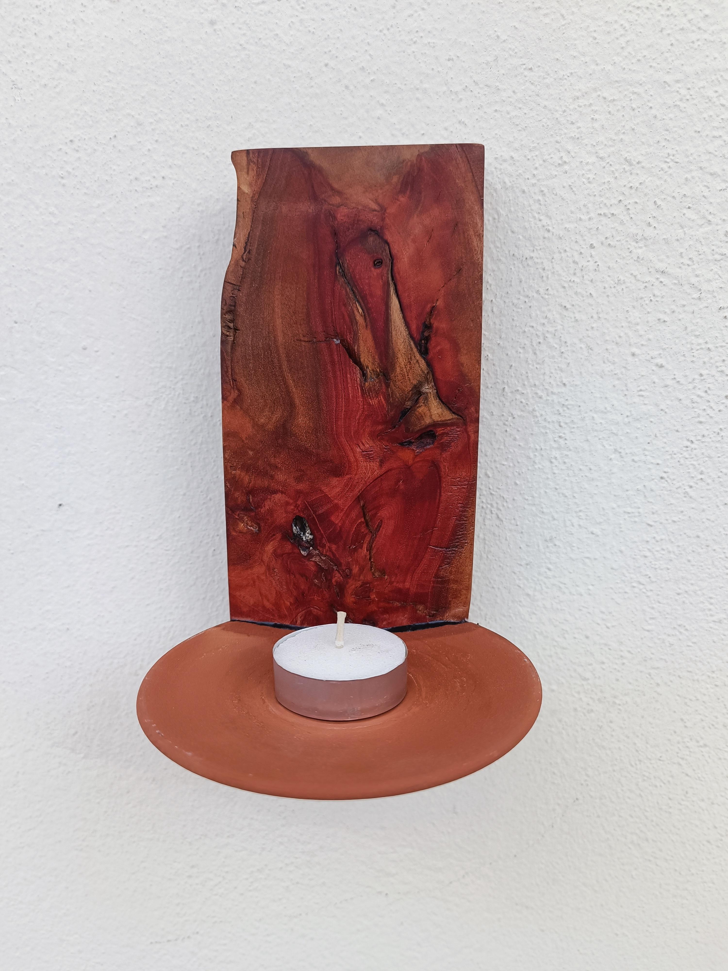 El Yapımı Doğal Ahşap Mumluk & Sukulent 16-8 cm