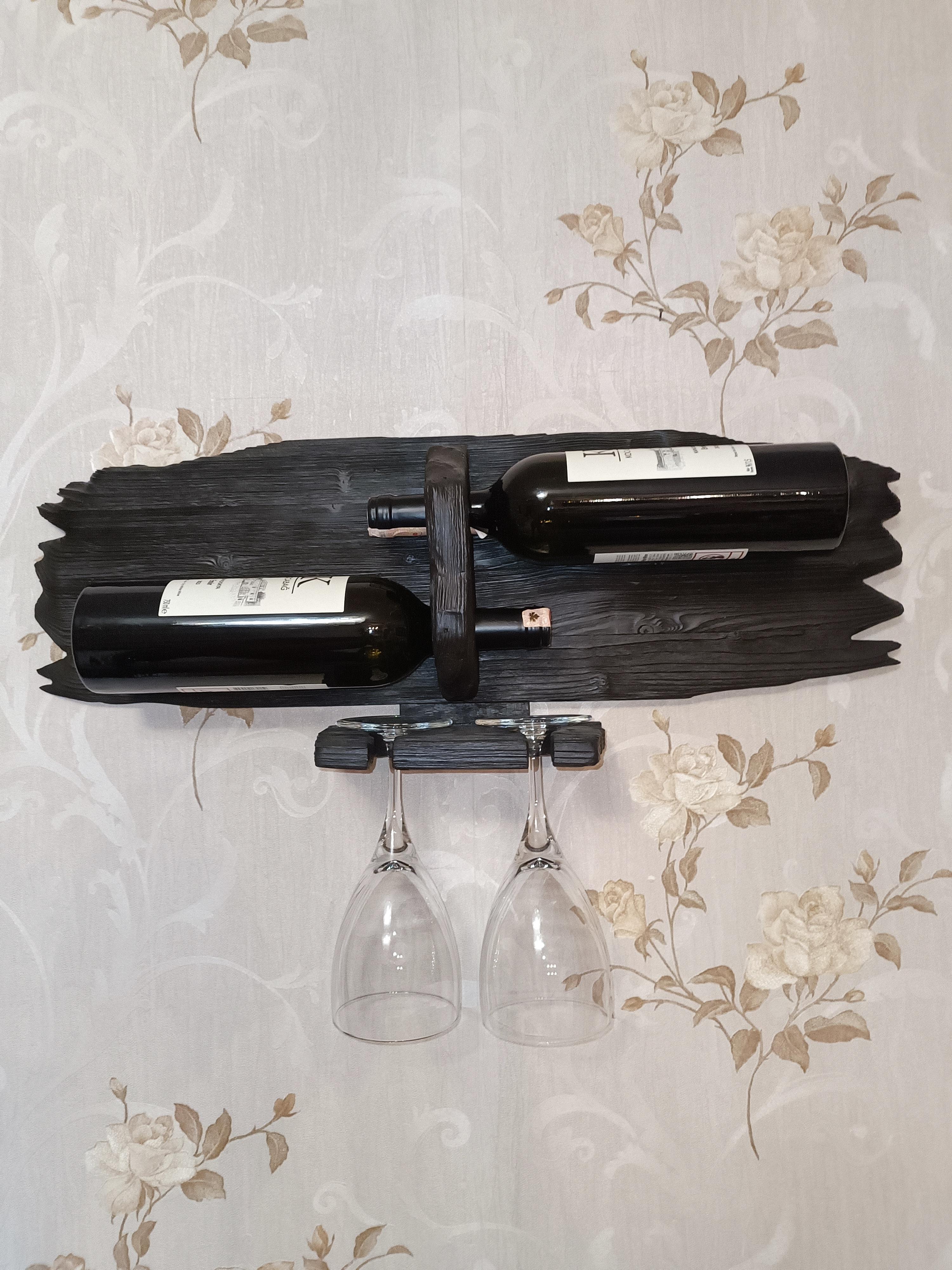 El Yapımı Doğal Ahşap Şaraplık 70cm-22cm