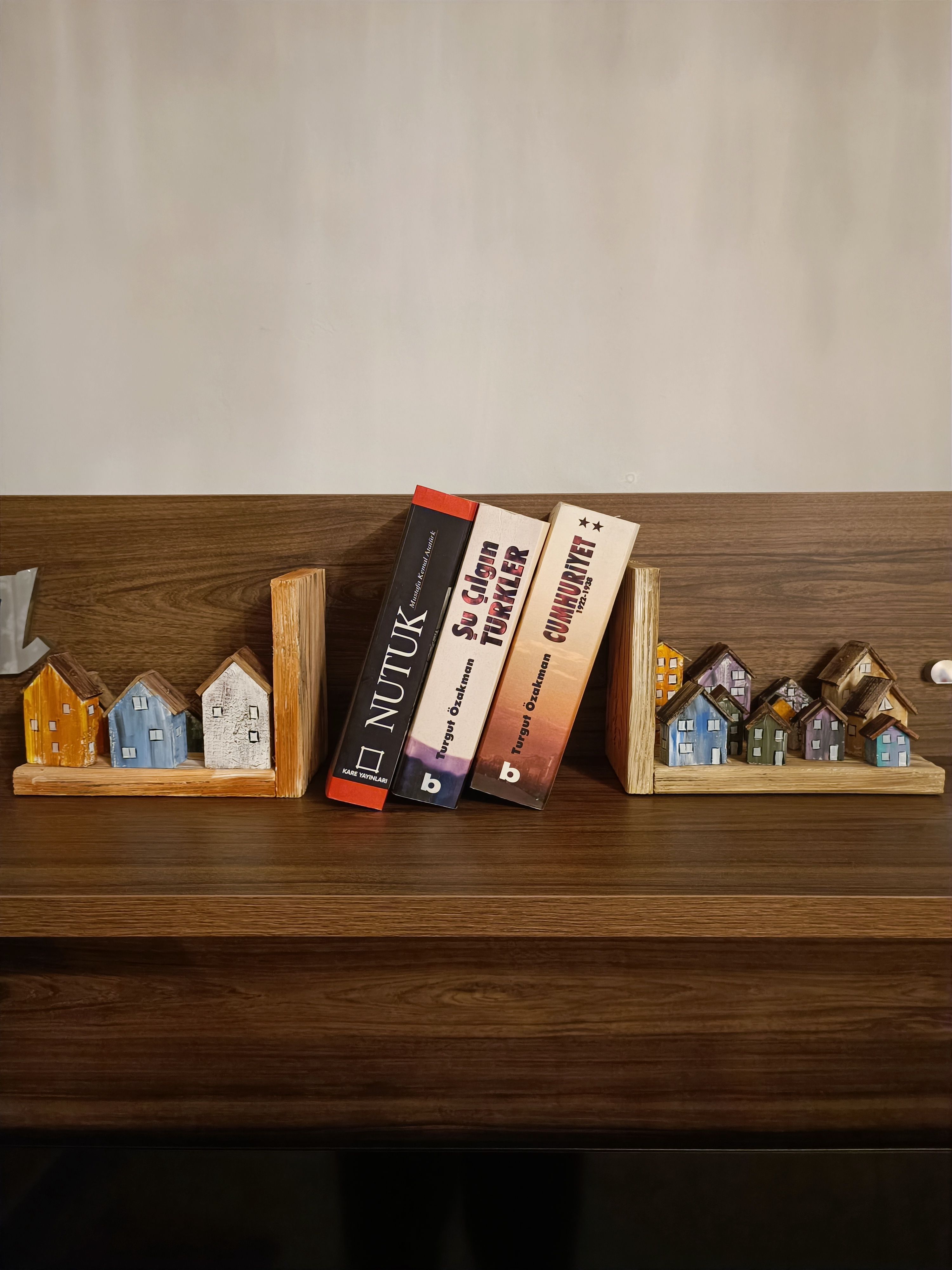 El Yapımı Doğal Ahşap  Kitaplık Kitap Tutucu 20-15-10cm