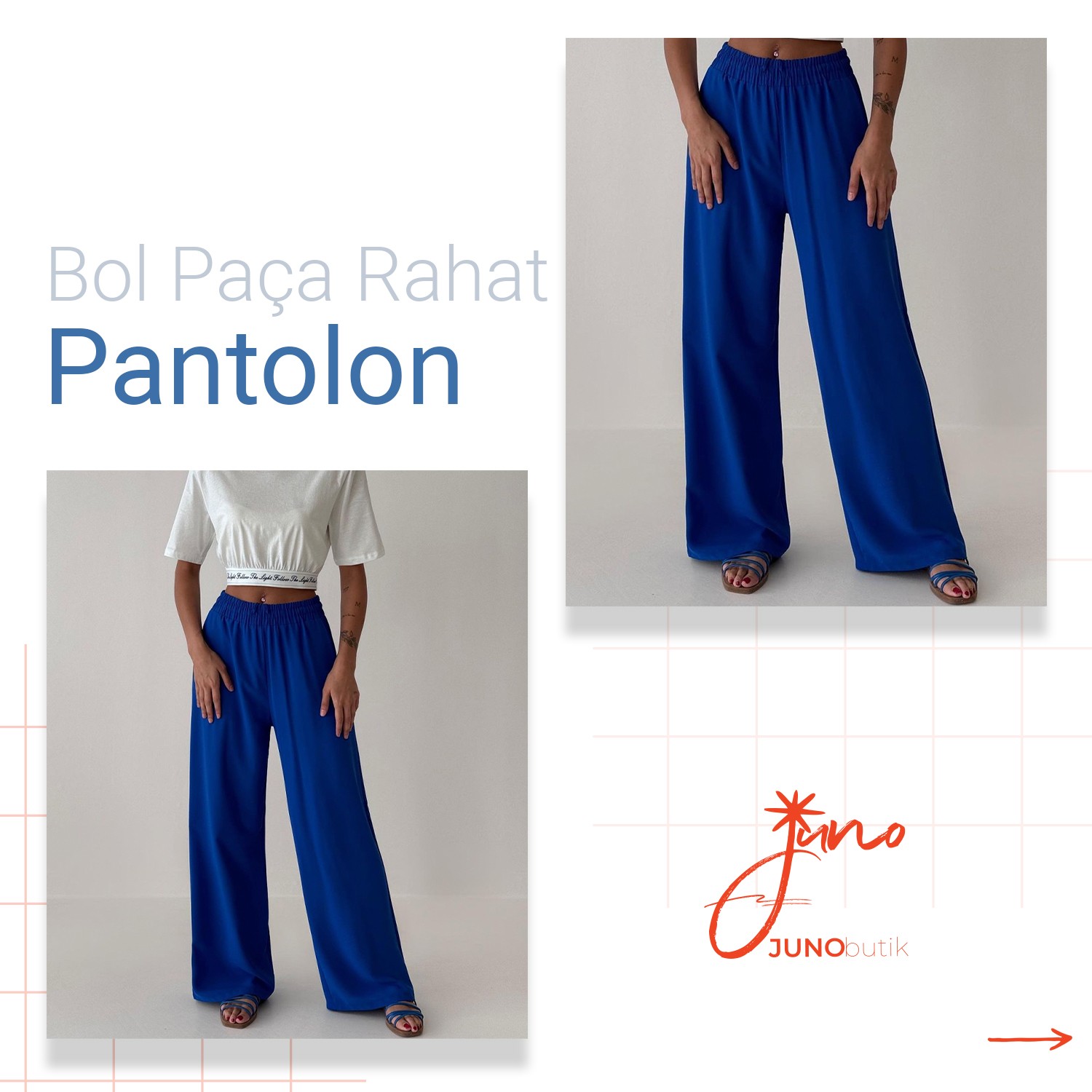 Beli Lastikli Bol Paça Pantolon