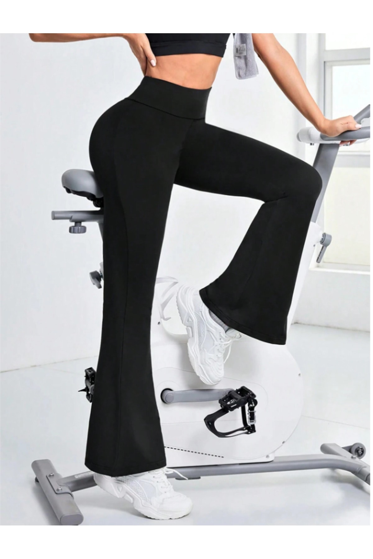 Yüksek bel toparlayıcı sıkılaştırıcı Comfort ispanyol paça tayt, spor tayt