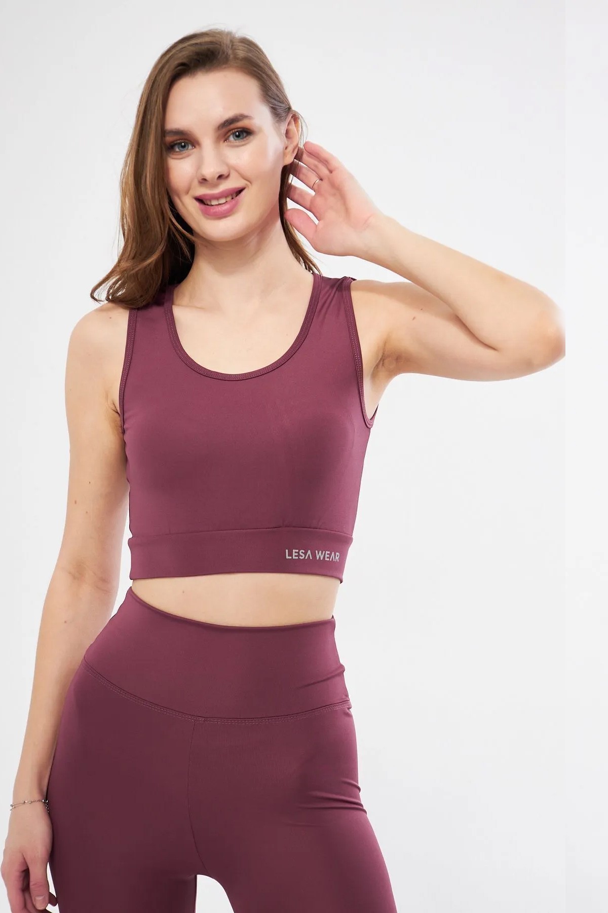 Halter Yaka Spor Sütyeni Crop Top - gülkurusu