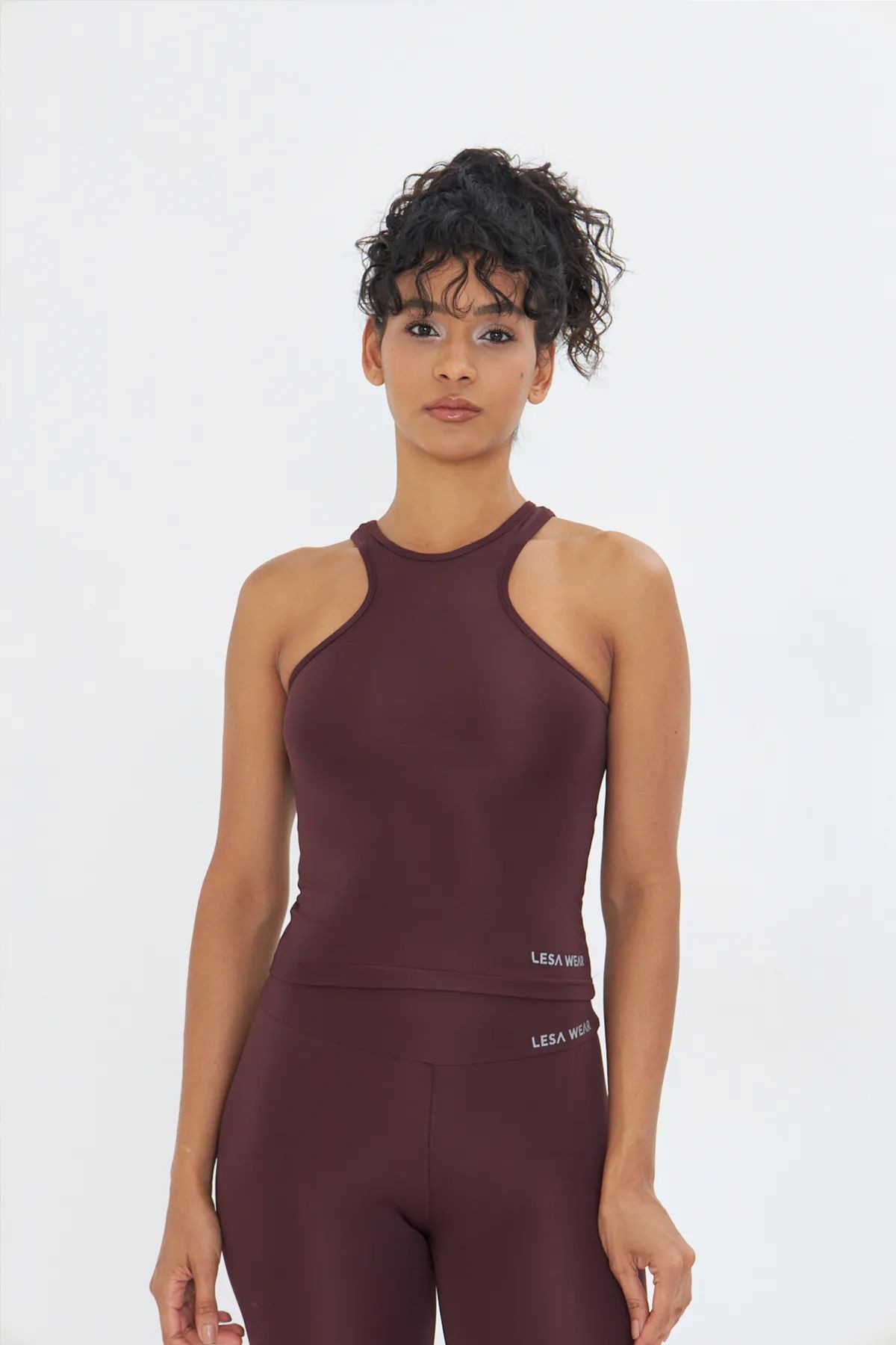 Çapraz Detaylı Basic Spor Crop Atlet - kahverengi