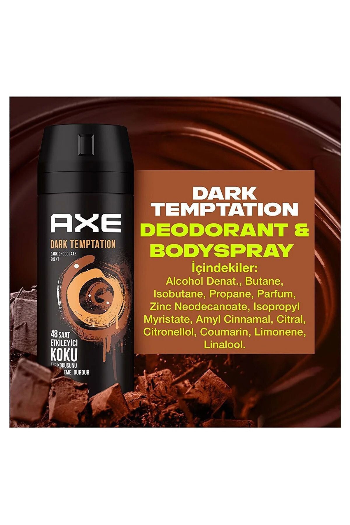 Erkek Deodorant & Bodyspray Dark Temptation 48 Saat Etkileyici Koku Vücut Spreyi 150 ml * 3 ADET