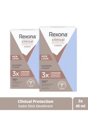 Rexona Clinical Protection Kadın Stick Deodorant Shower Clean 45 ml X2