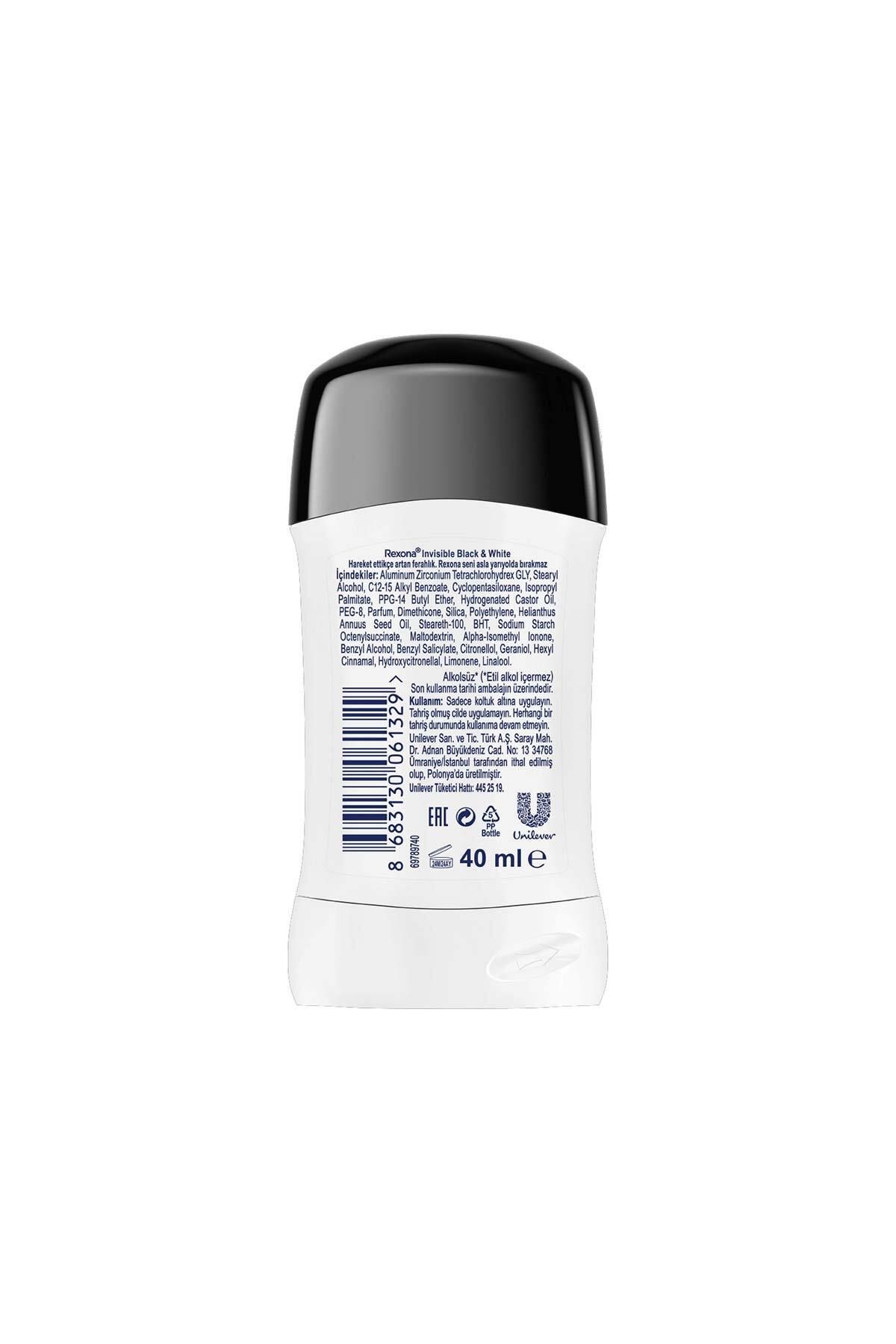 Kadın Stick Deodorant Invisible Black White 40 ml X2