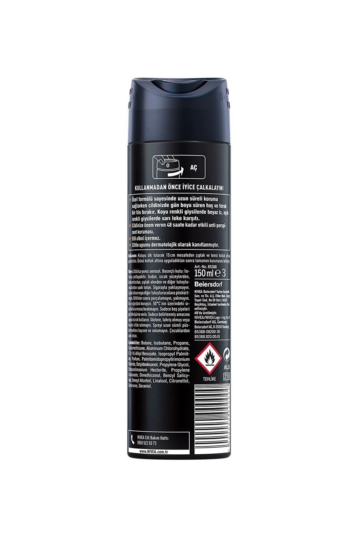 MEN Sprey Deodorant Black&White Invisible Original 150ml Anti-Perspirant, 48 Saat Koruma * 4 Adet