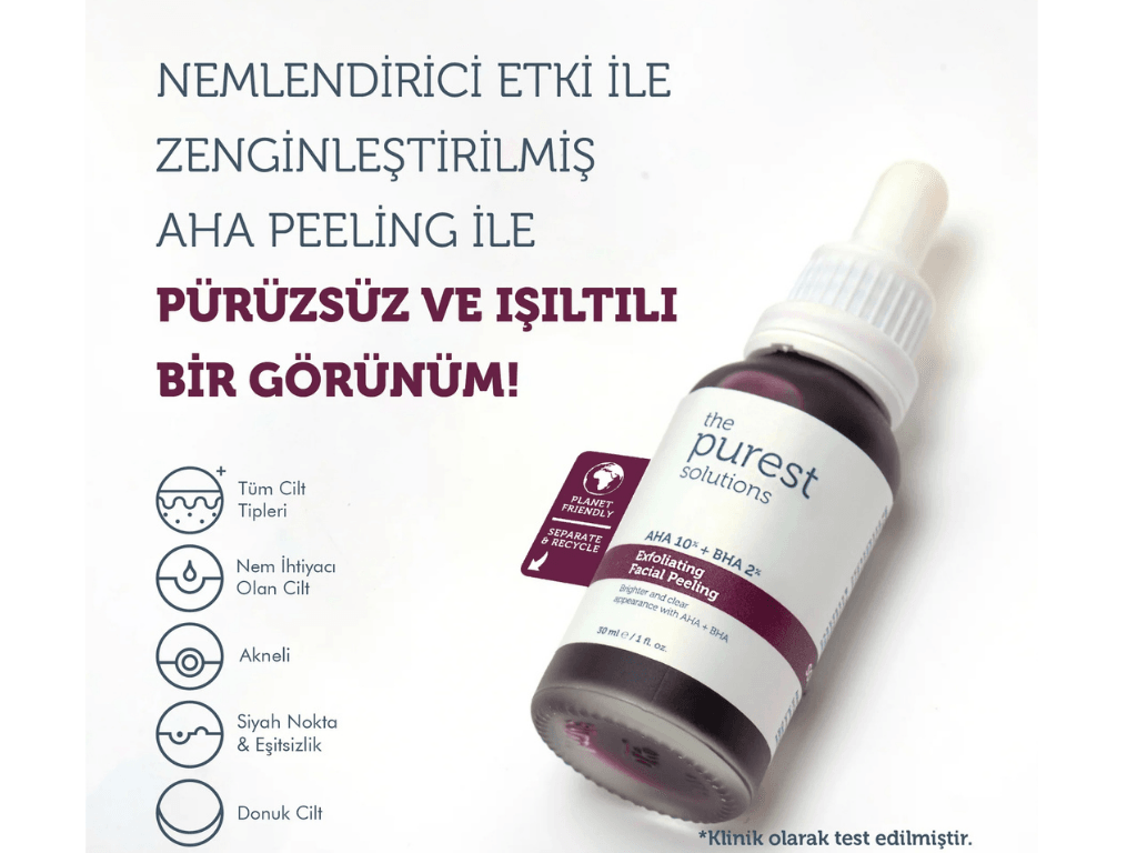 Canlandırıcı ve Cilt Tonu Eşitleyici Peeling Serum 30 ml AHA 10% + BHA 2% 