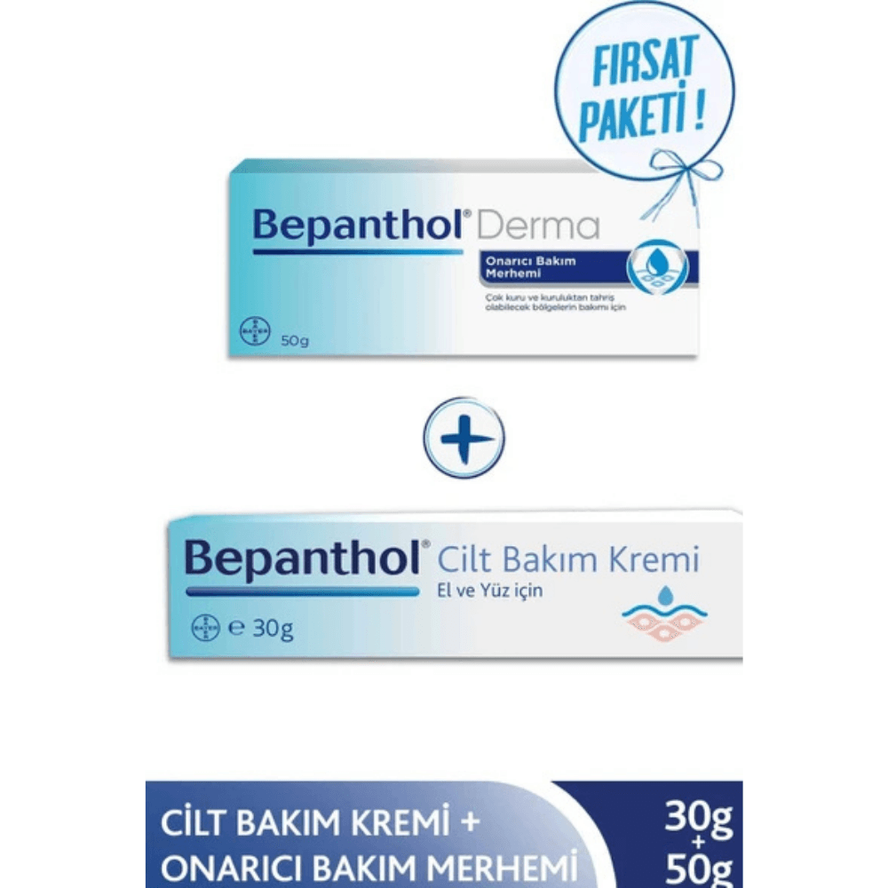 Bepanthol Onarıcı Bakım Kremi 50 g + Cilt Bakım Kremi 30 g Avantajlı Paket