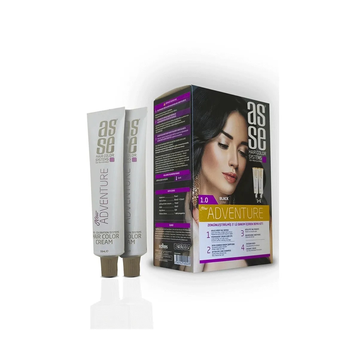 Asse Hair Color System Saç Boyası Siyah No: 1.00