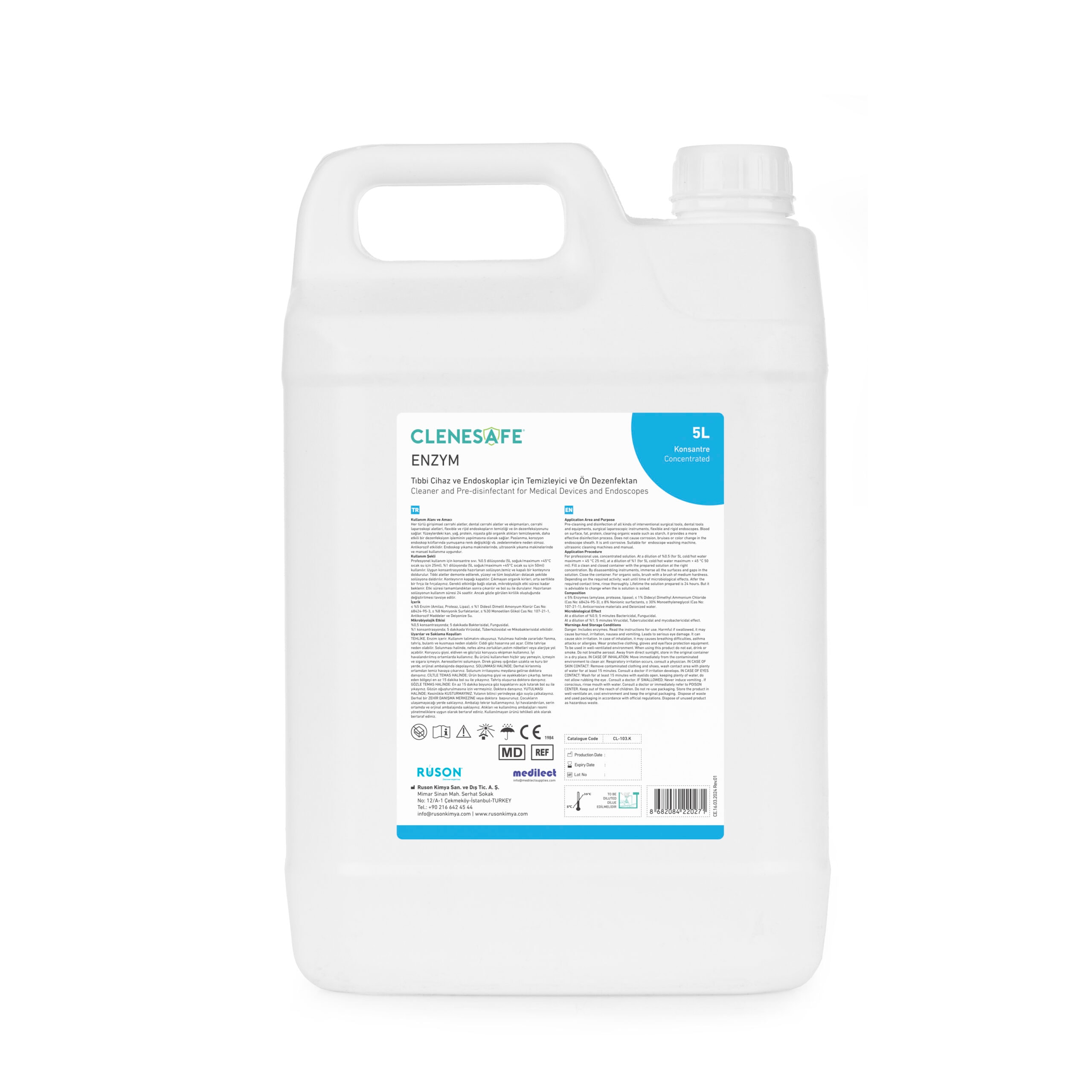 Clenesafe ENZYM Tıbbi Cihaz ve Endoskoplar için Temizleyici ve Ön Dezenfektan