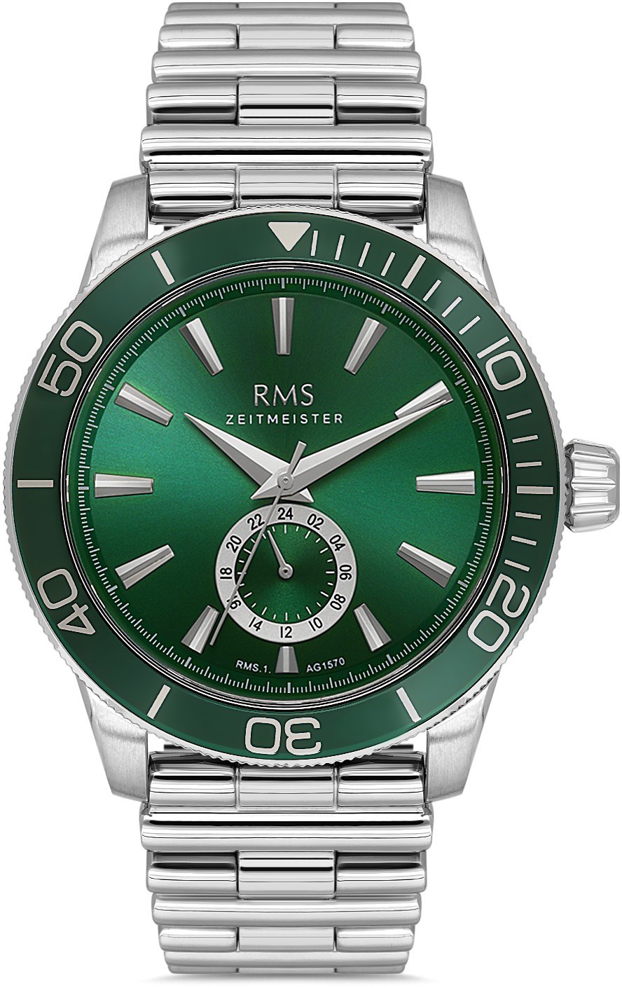 RMS.1.AG1570 RMS Zeitmeister Romanson Erkek Kol Saatleri - Gümüş - Yeşil