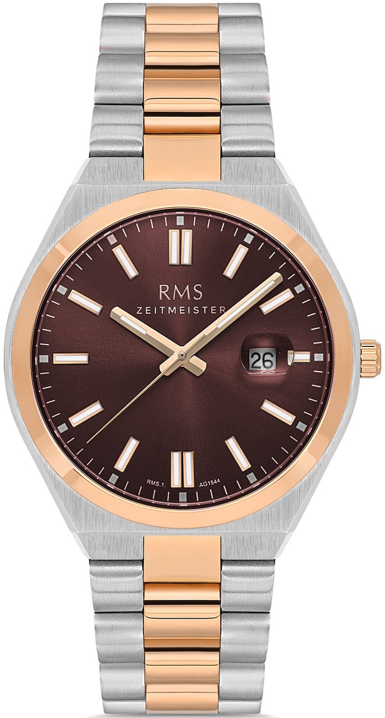 RMS.1.AG1544 RMS Zeitmeister Erkek Kol Saati - Gümüş Rose - Kahverengi