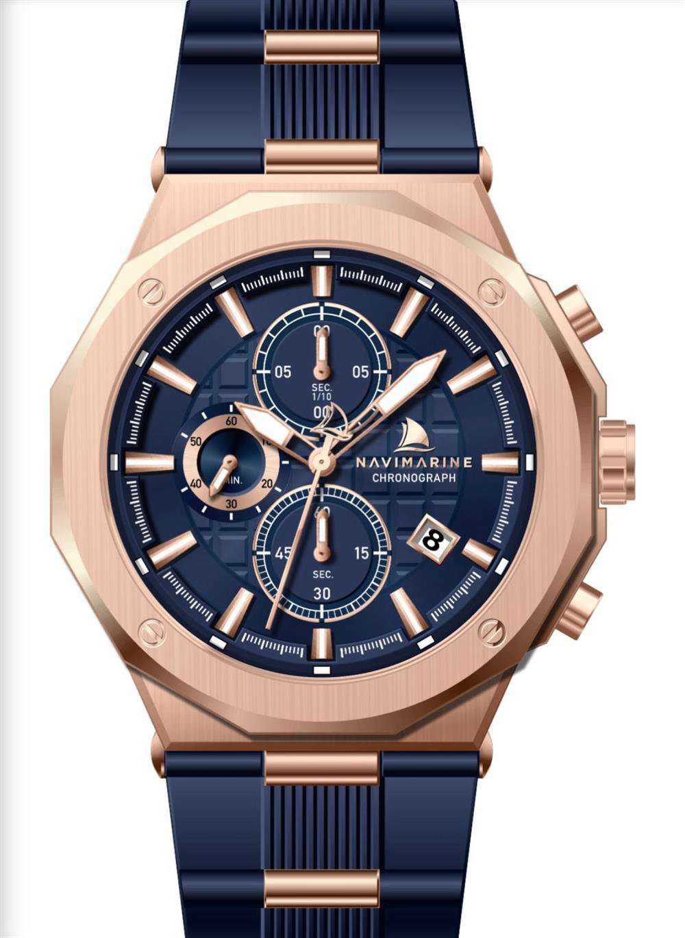 HH002 Navimarine ErkekKol Saati - rose-lacivert