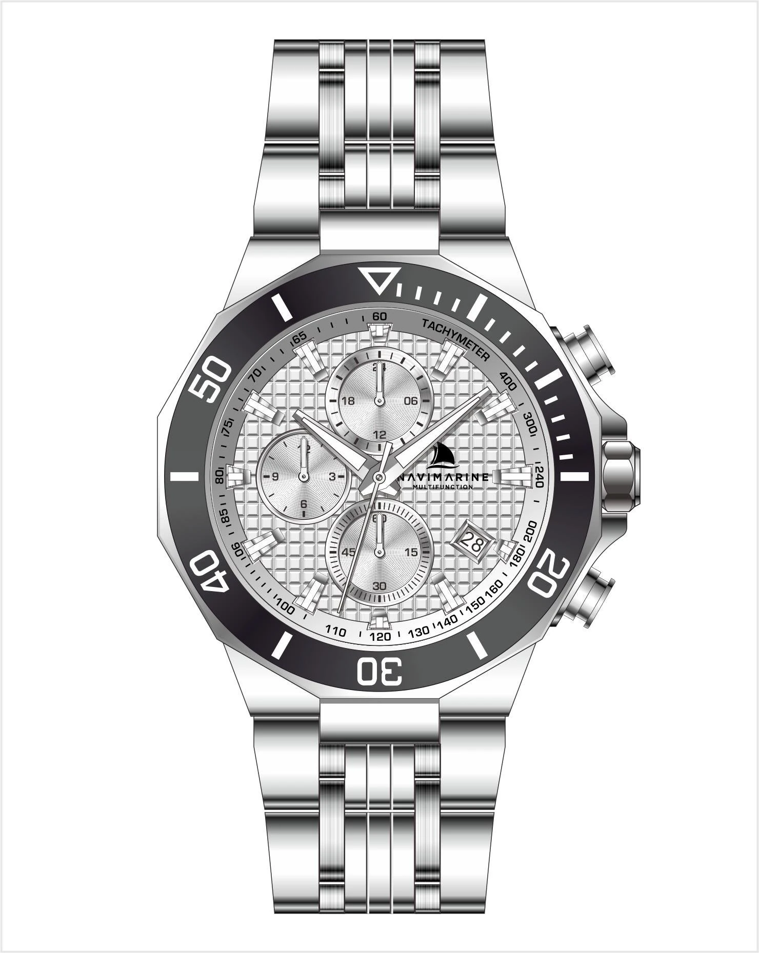 gümüş-siyah bezel-beyaz