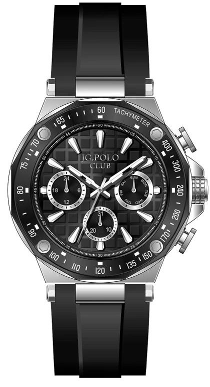 JPC.G11907S JG POLO CLUB Erkek Kol Saati - siyah gümüş-siyah
