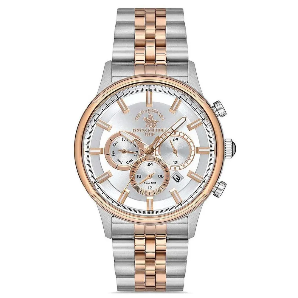 SB.1.10417 Santa Barbara Polo Erkek Kol Saati - Gümüş Rose - Beyaz