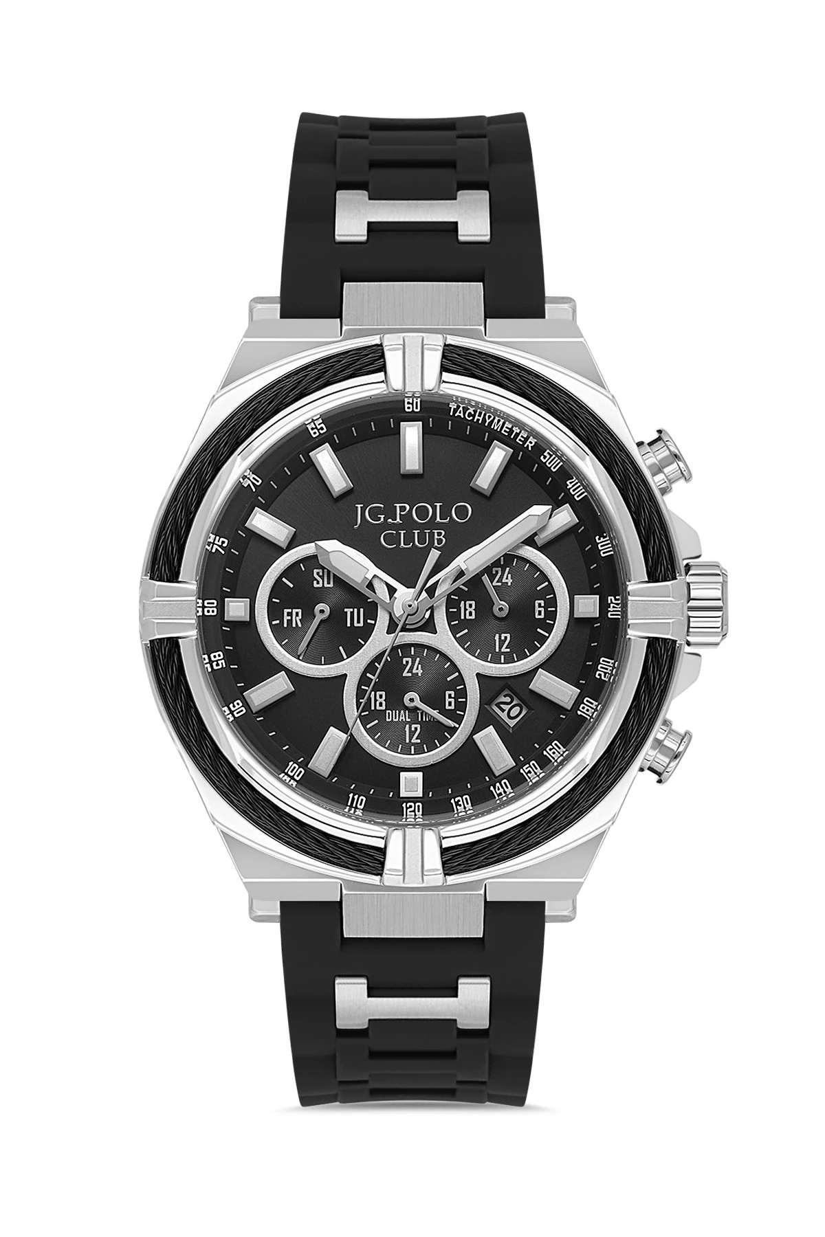 JPC.S04371R JG POLO CLUB Erkek Kol Saati - siyah gümüş-siyah