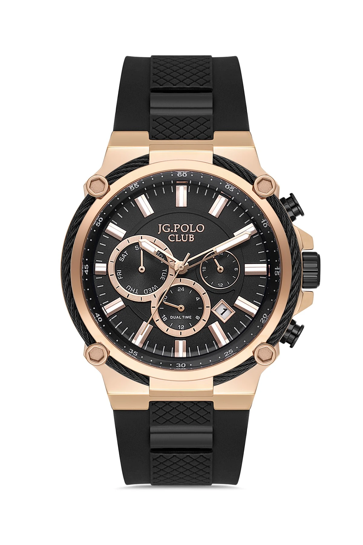 JPC.S02333S JG POLO CLUB Erkek Kol Saati - siyah rose gold-siyah