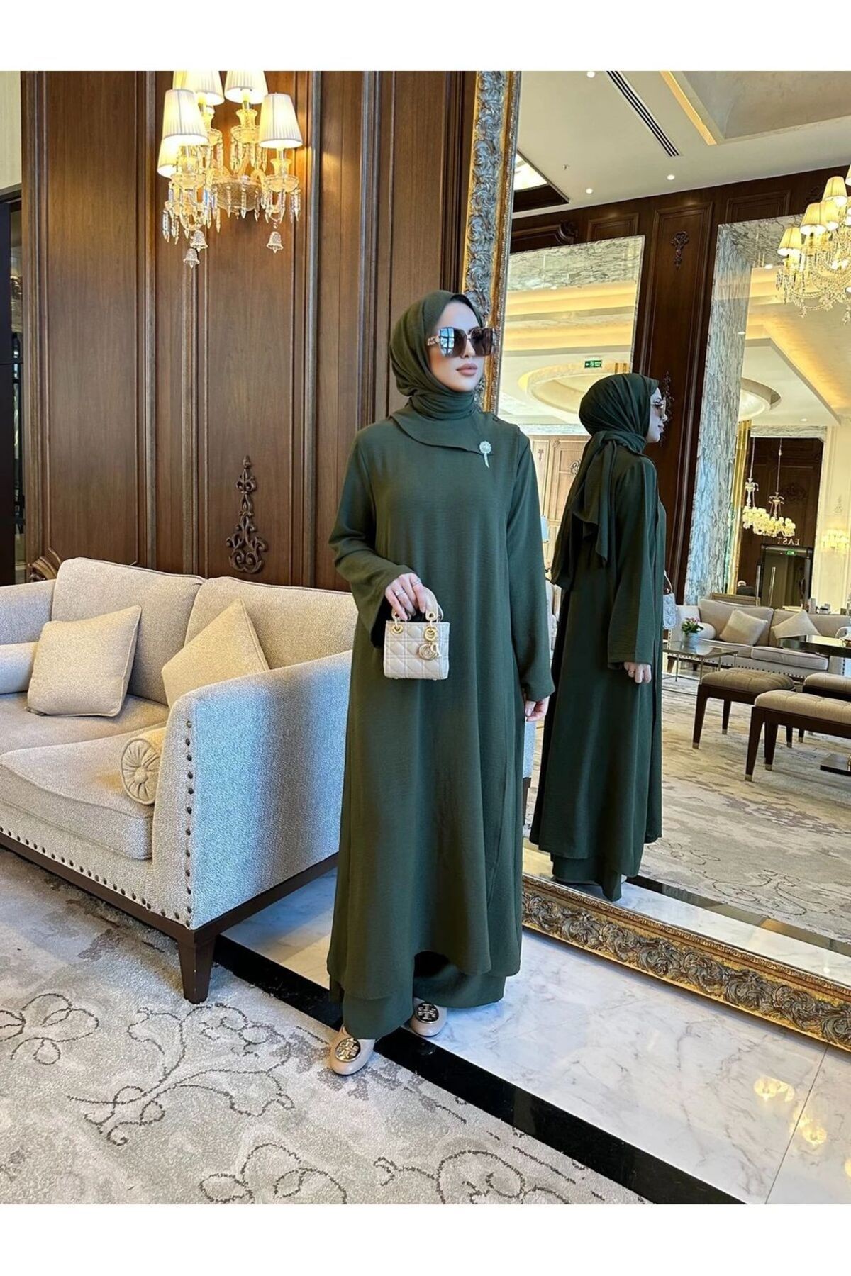 Broş Detay Tunik & Pantolon Takım