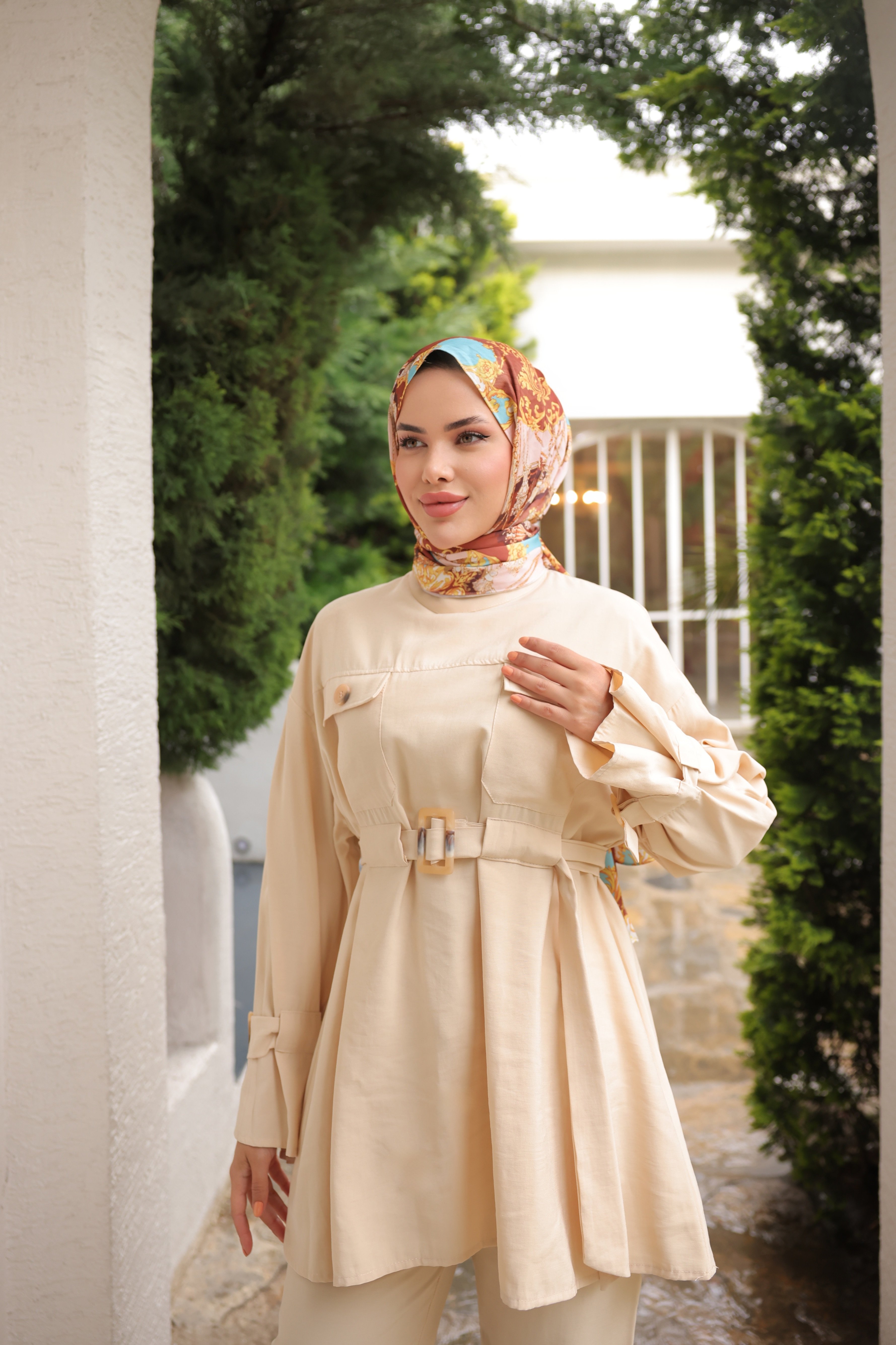 Tunik Pantolon Kemer Detaylı Takım