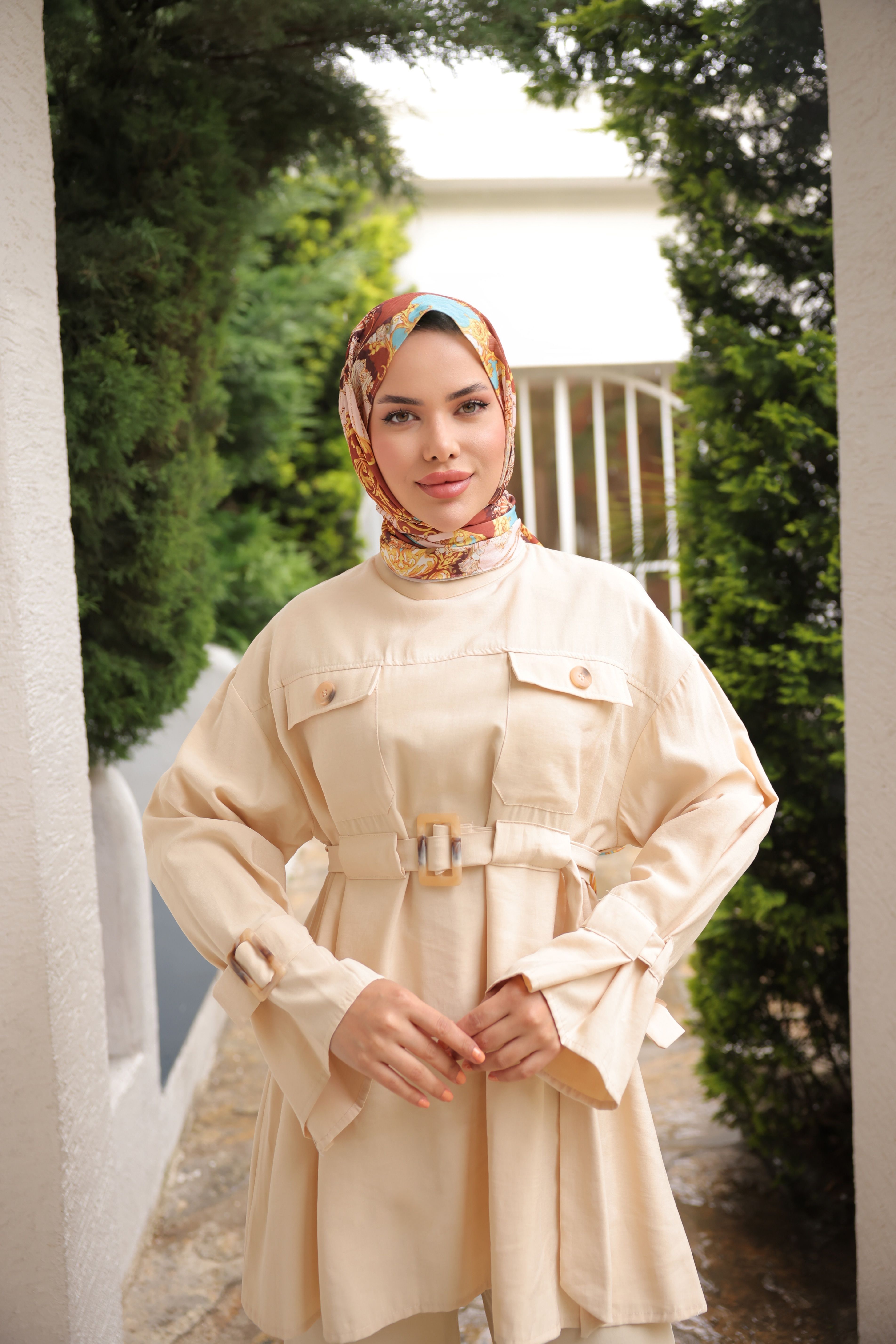 Tunik Pantolon Kemer Detaylı Takım