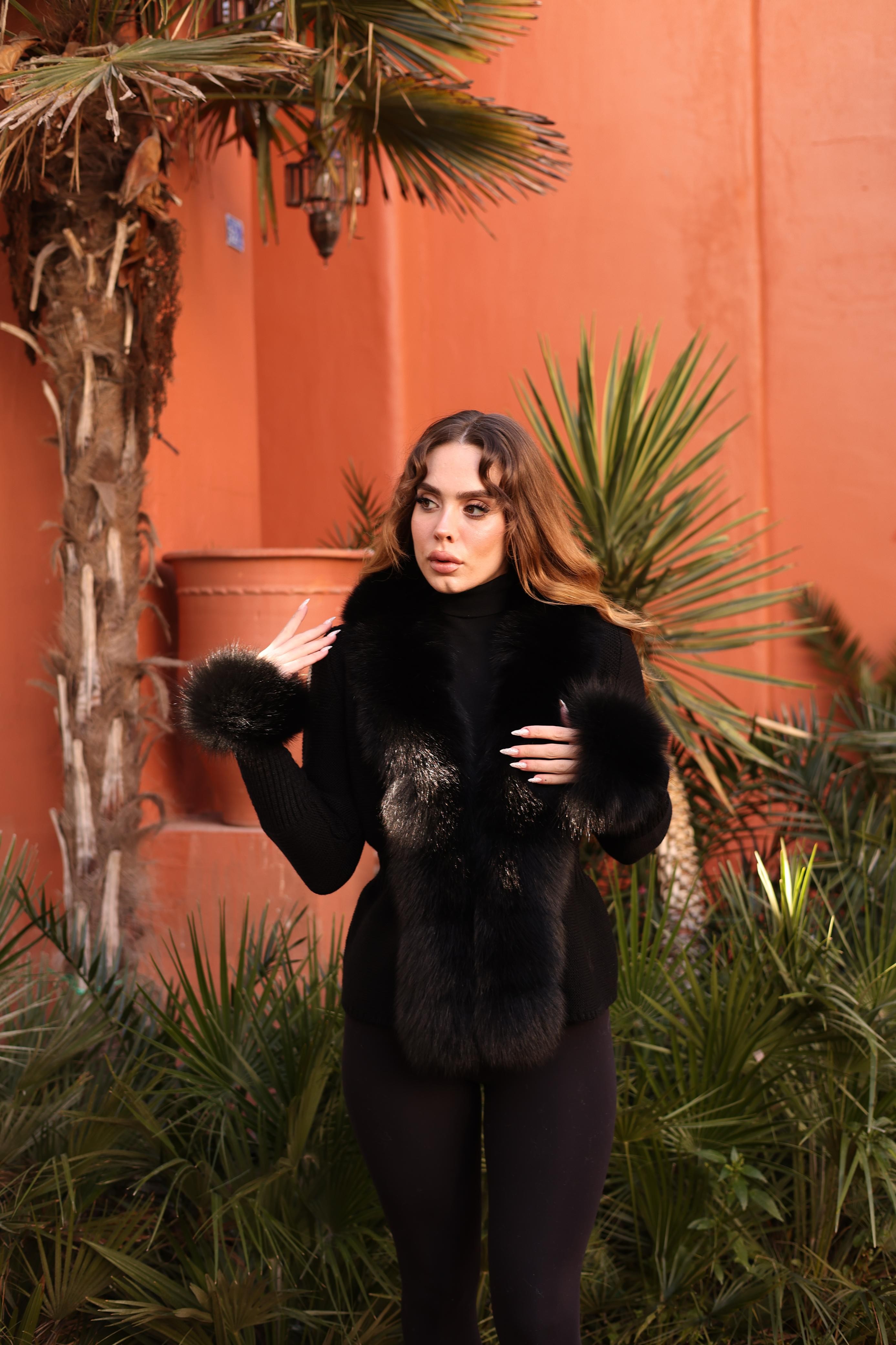 Fell Strickwaren Strickjacke