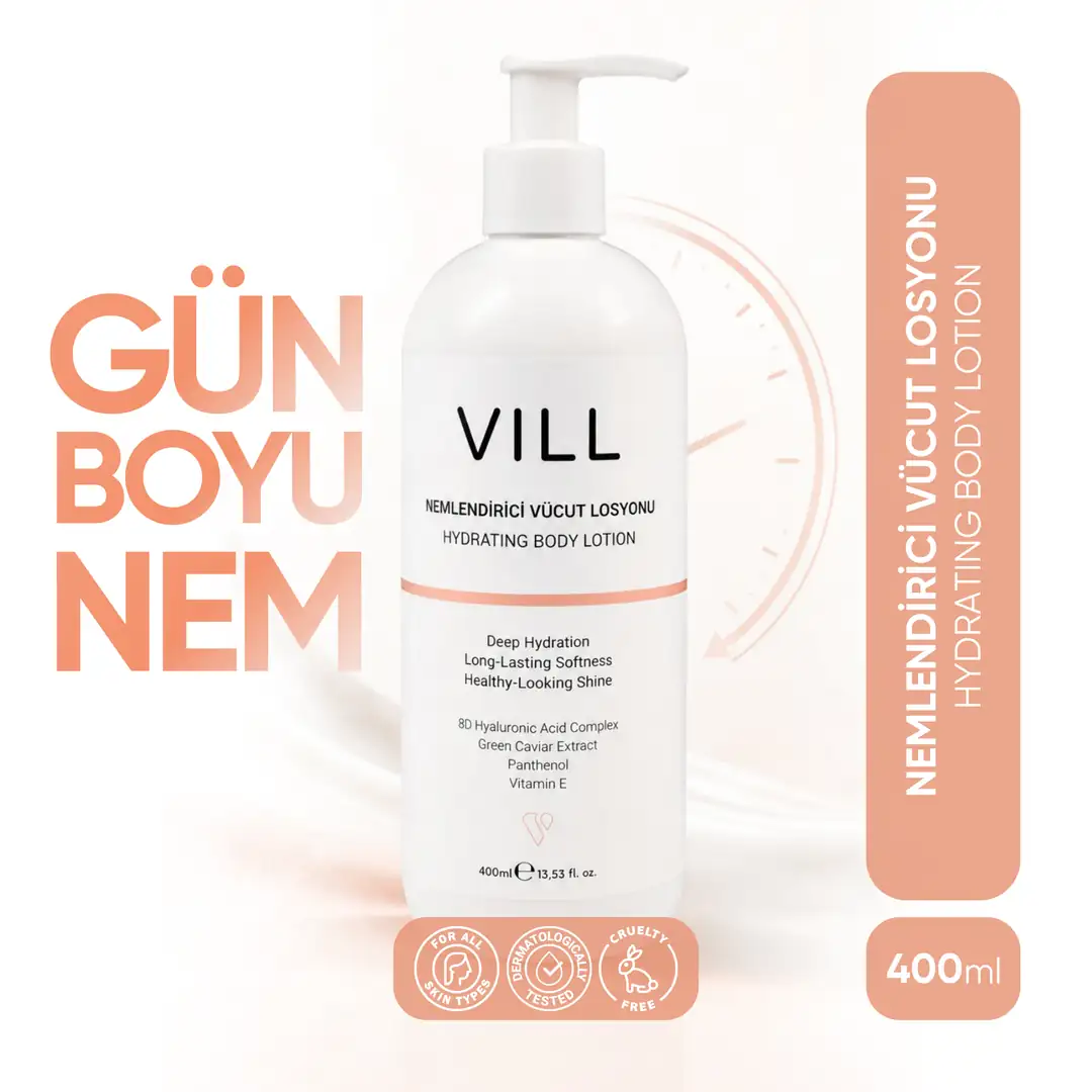 Nemlendirici Vücut Losyonu 400 ml | 8D Hyaluronik Asit, Panthenol ve Deniz Havyarı