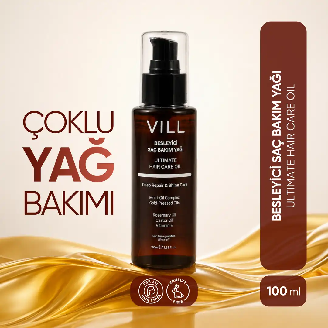 Vill Besleyici & Onarıcı Saç Bakım Yağı 100 ml | Çoklu Bitkisel Yağ Kompleksi ve E Vitamini