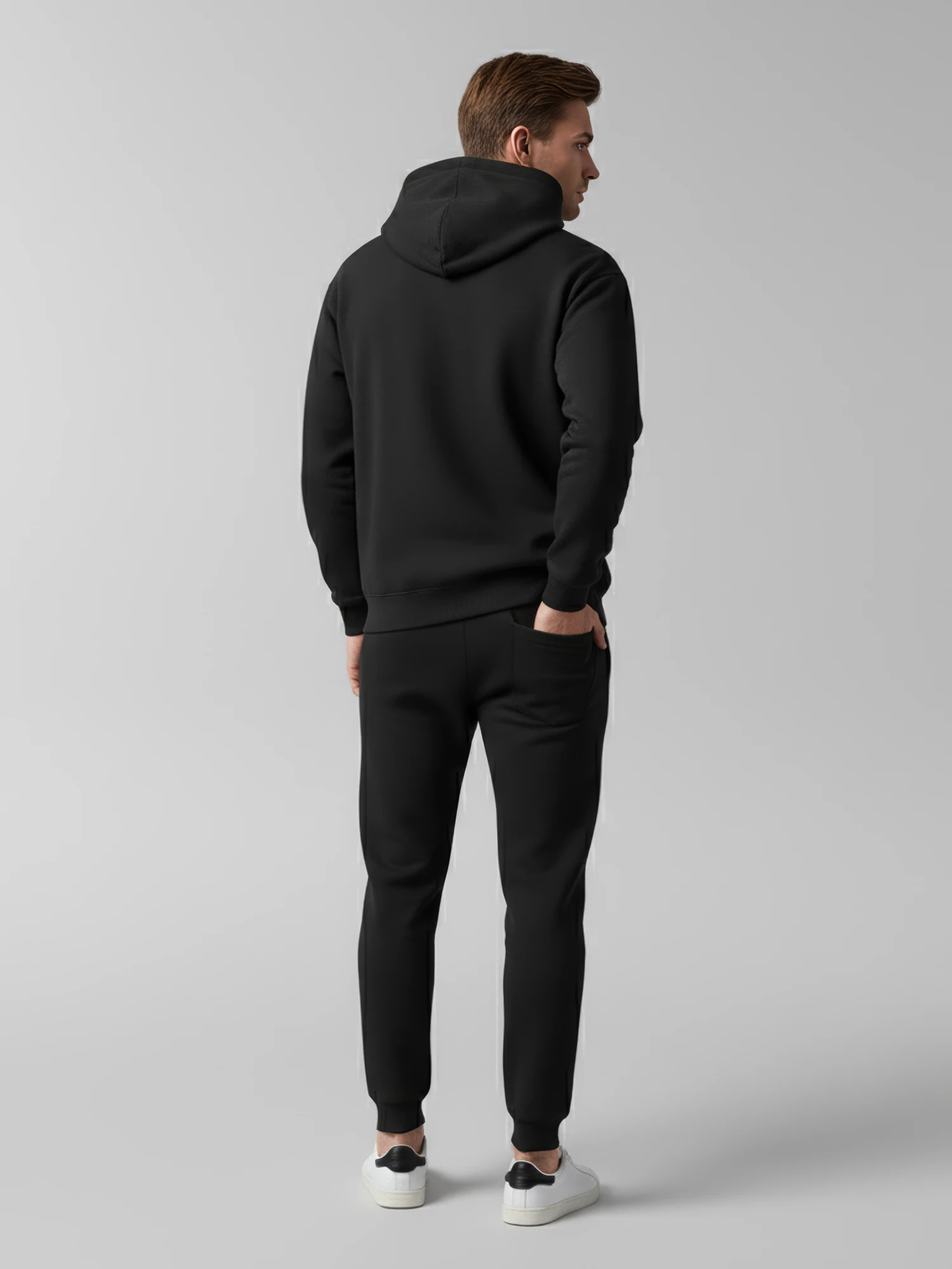 Siyah Kapüşonlu Sweatshirt Eşofman Takımı