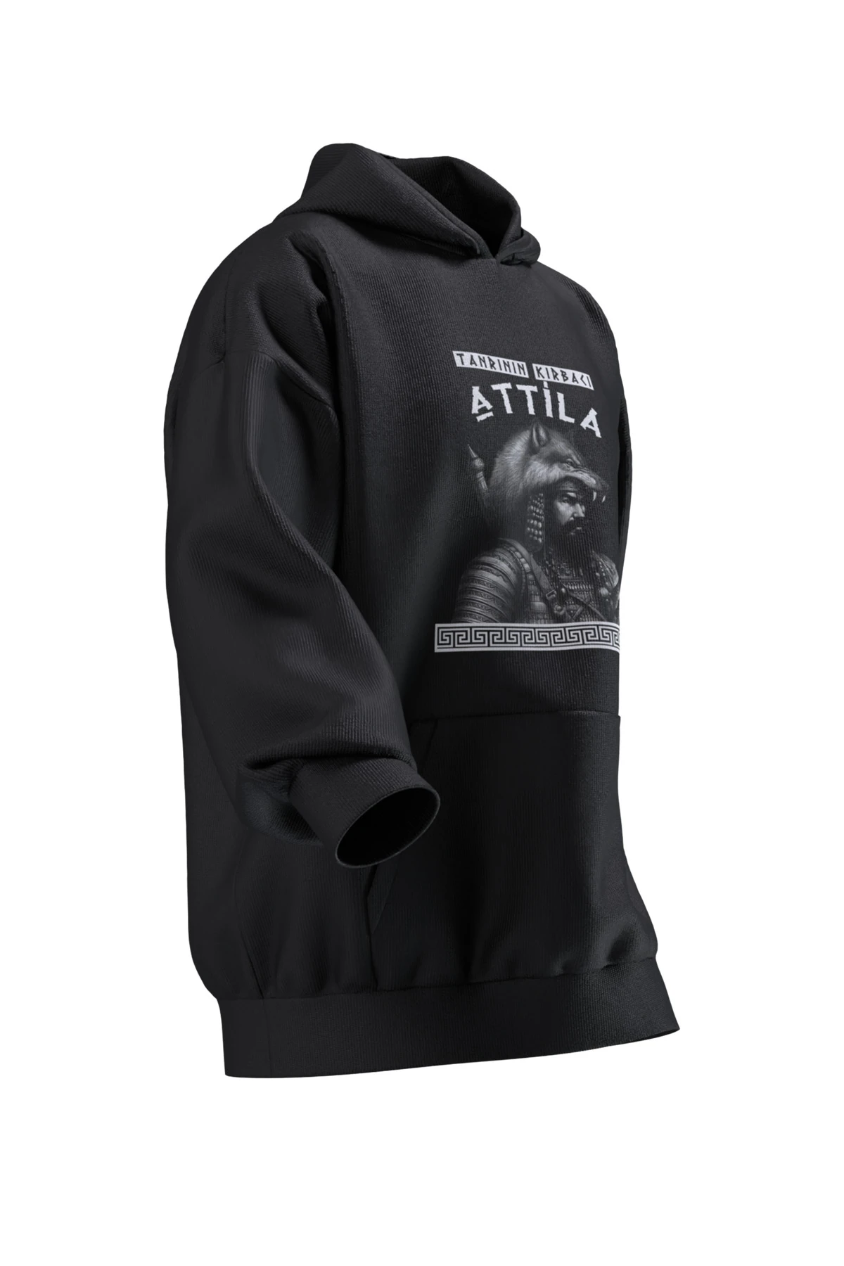 TANRININ KIRBACI ATTİLA BASKILI OVERSIZE HOODIE (UNISEX)