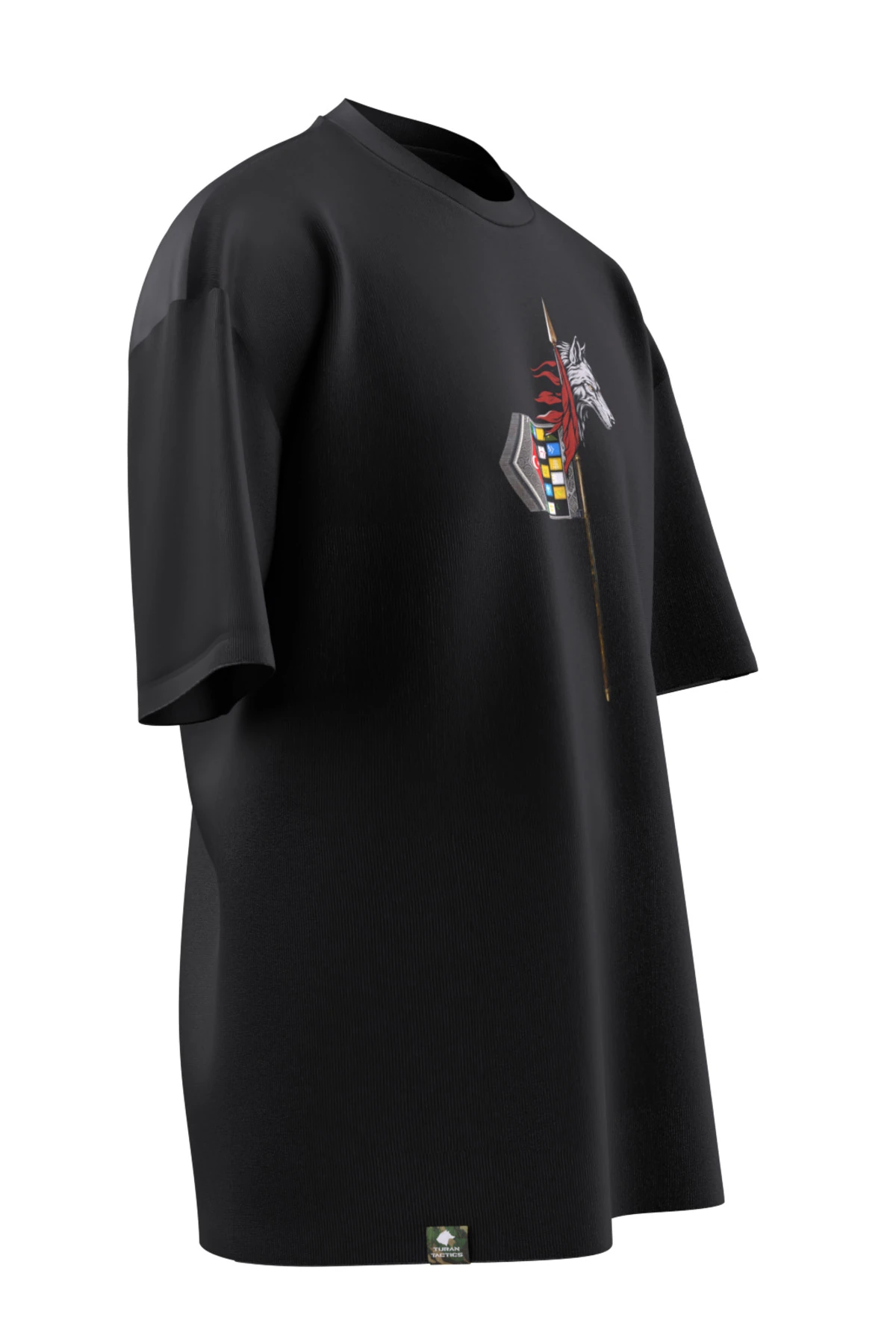 Kurt Başlı Tuğ Tasarımlı Rahat Kalıp Unisex T-shirt