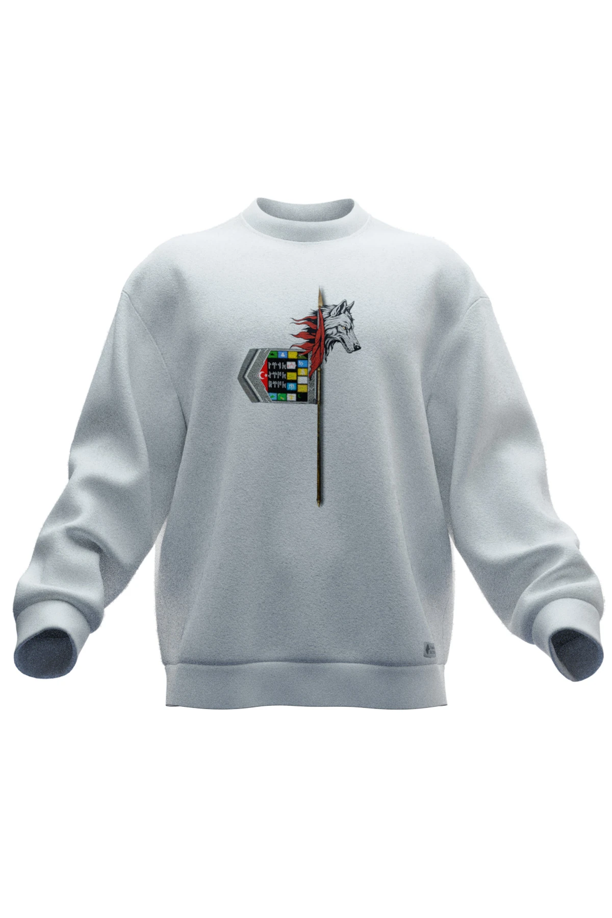 Kurt Başlı Tuğ Tasarımlı Rahat Kalıp Unisex Sweatshirt
