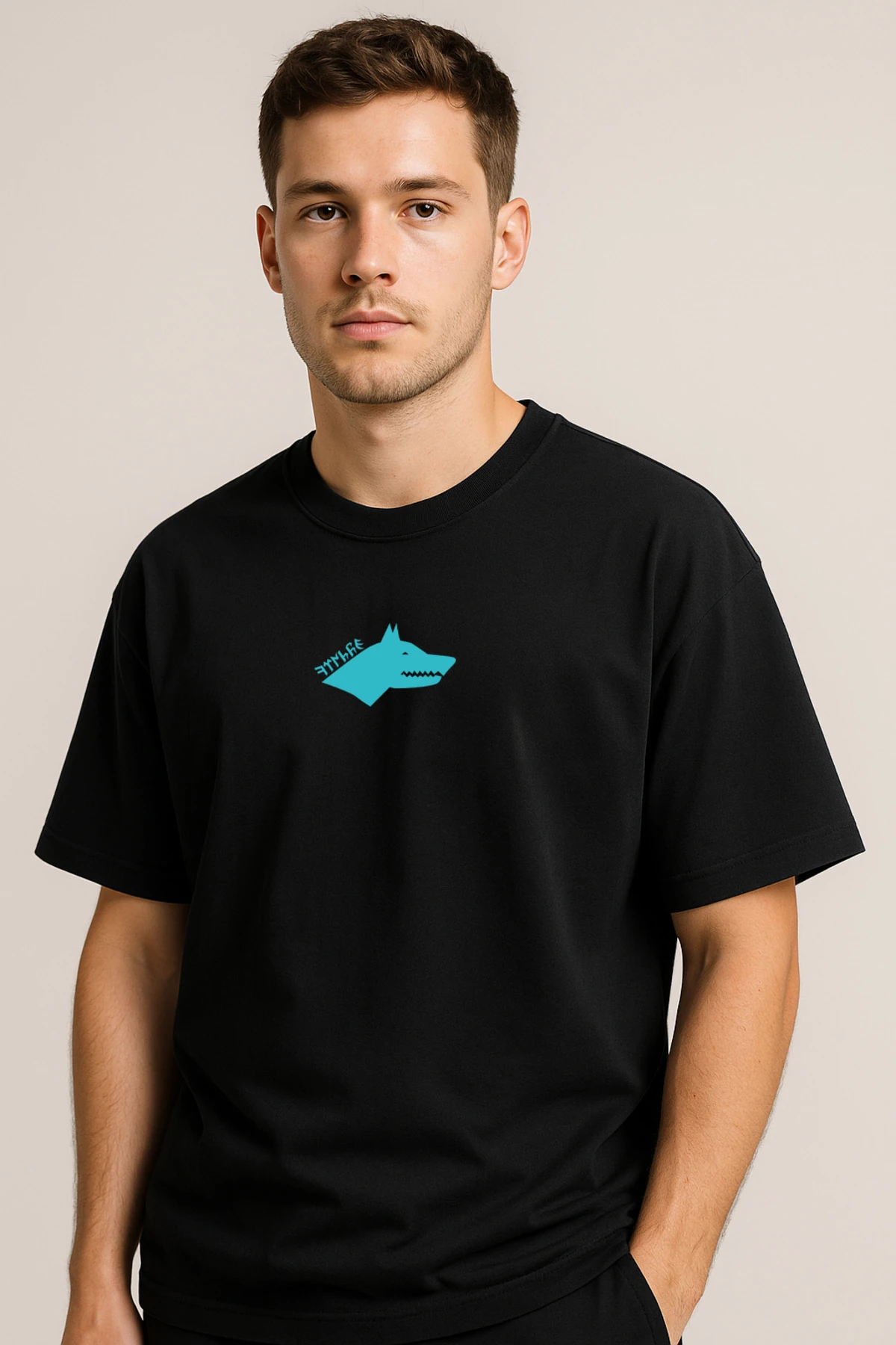 Göktürk Tasarımlı Kalın Kumaş Unisex Siyah T-shirt