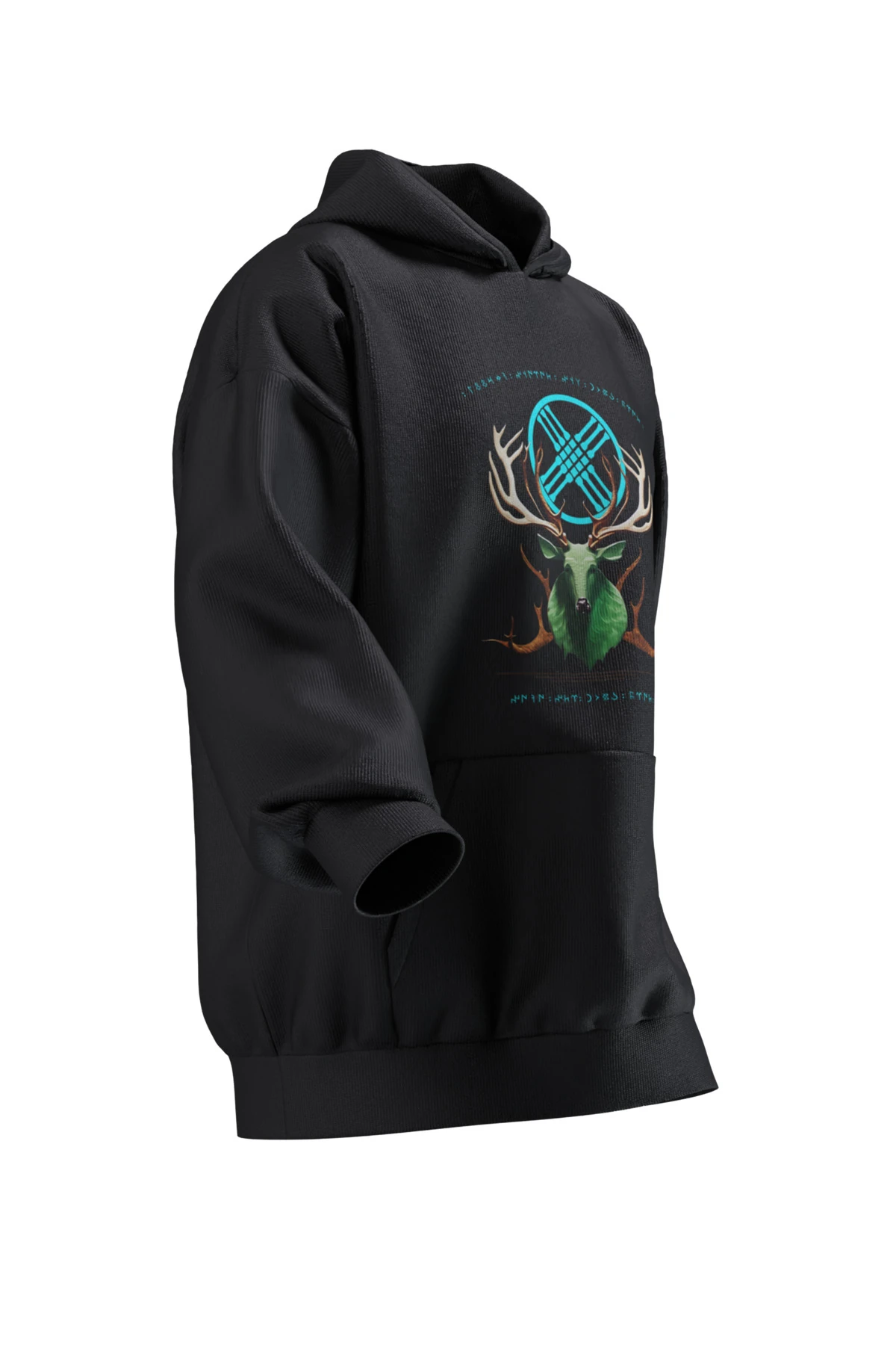 MİTOLOJİK GEYİK BASKILI OVERSIZE HOODIE (UNISEX)