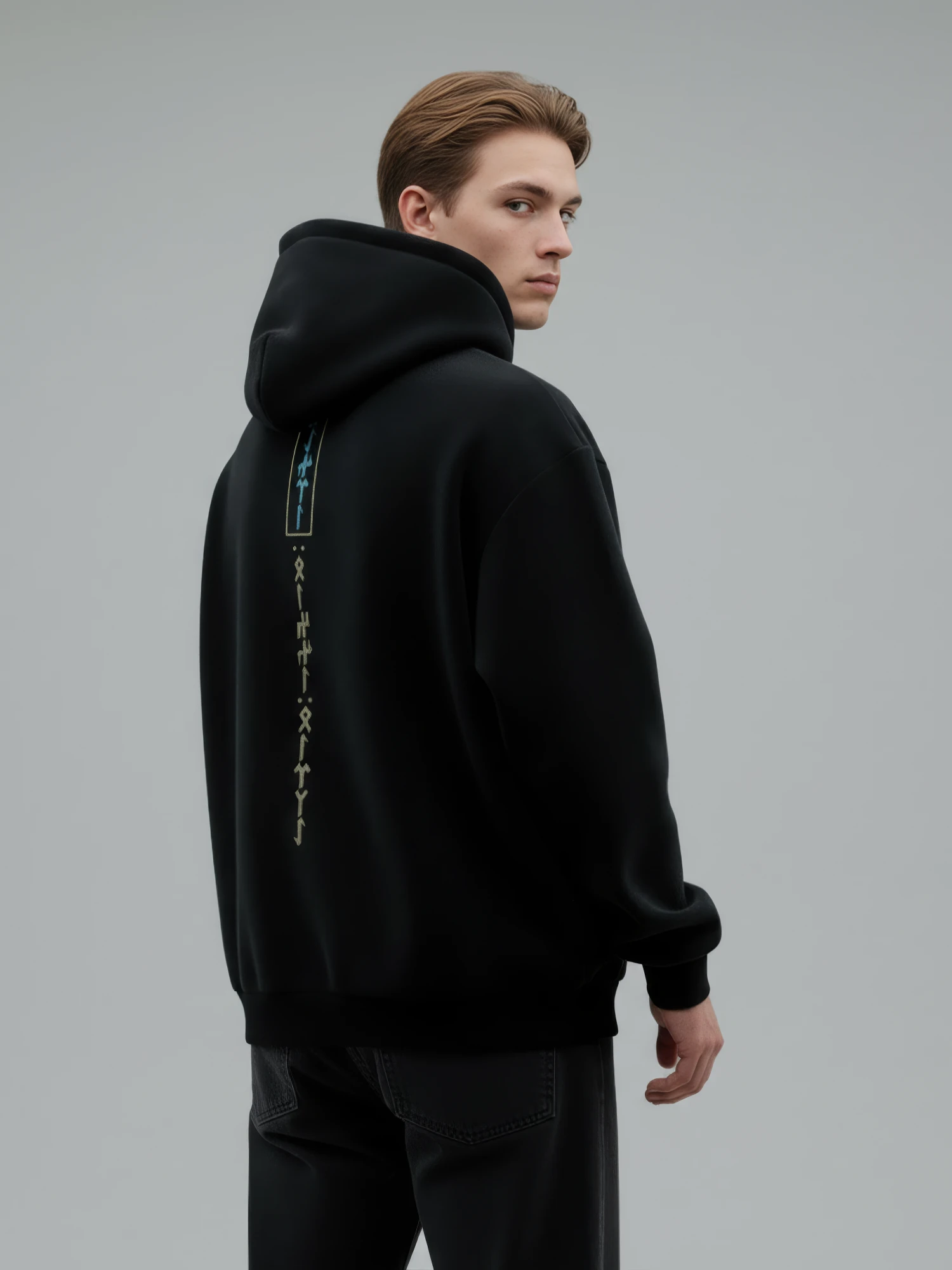 TENRİ BİZNİ BİRLE (TANRI BİZİMLE) RAHAT KALIP SİYAH HOODIE (UNISEX)