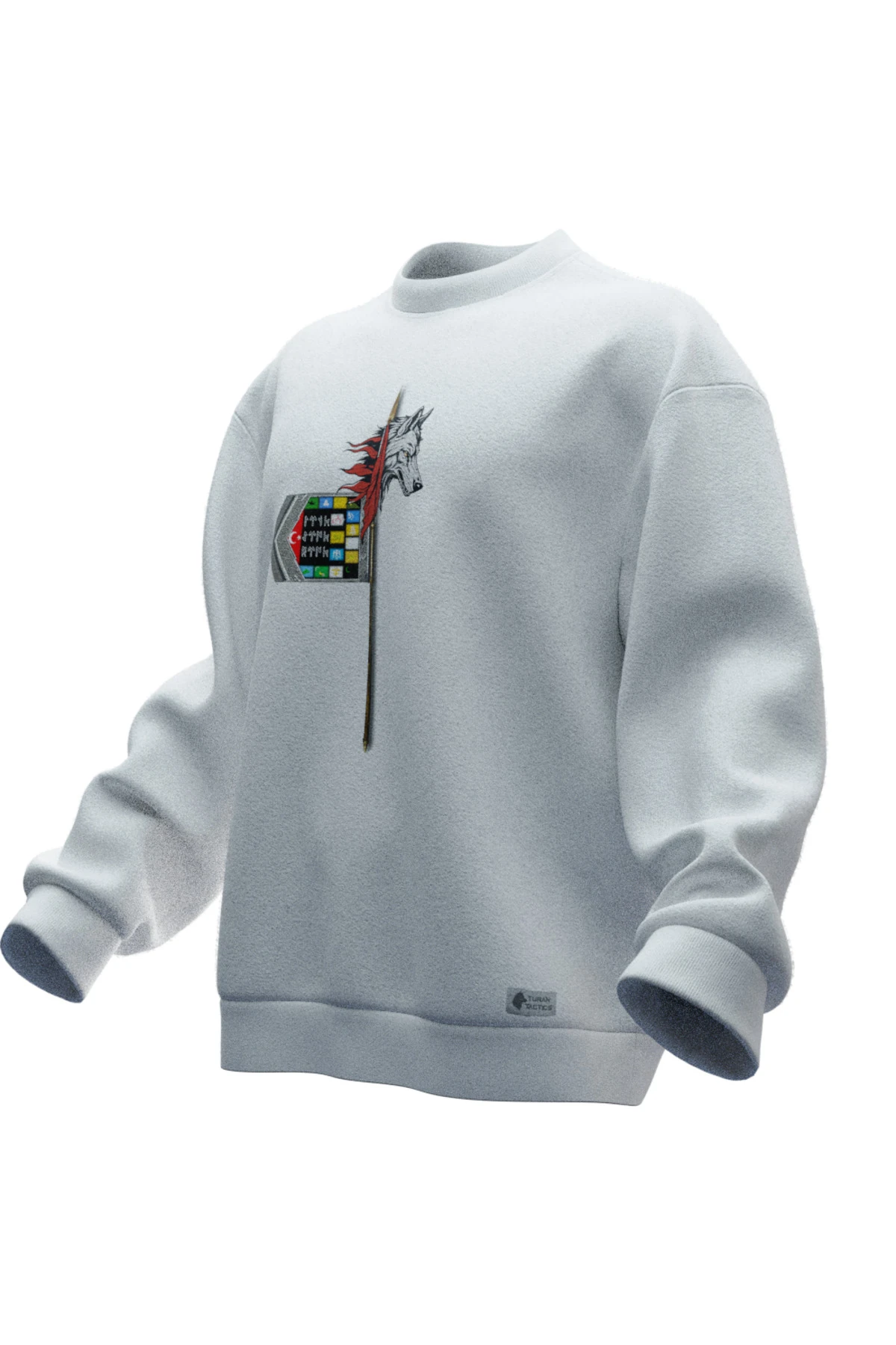 Kurt Başlı Tuğ Tasarımlı Rahat Kalıp Unisex Sweatshirt