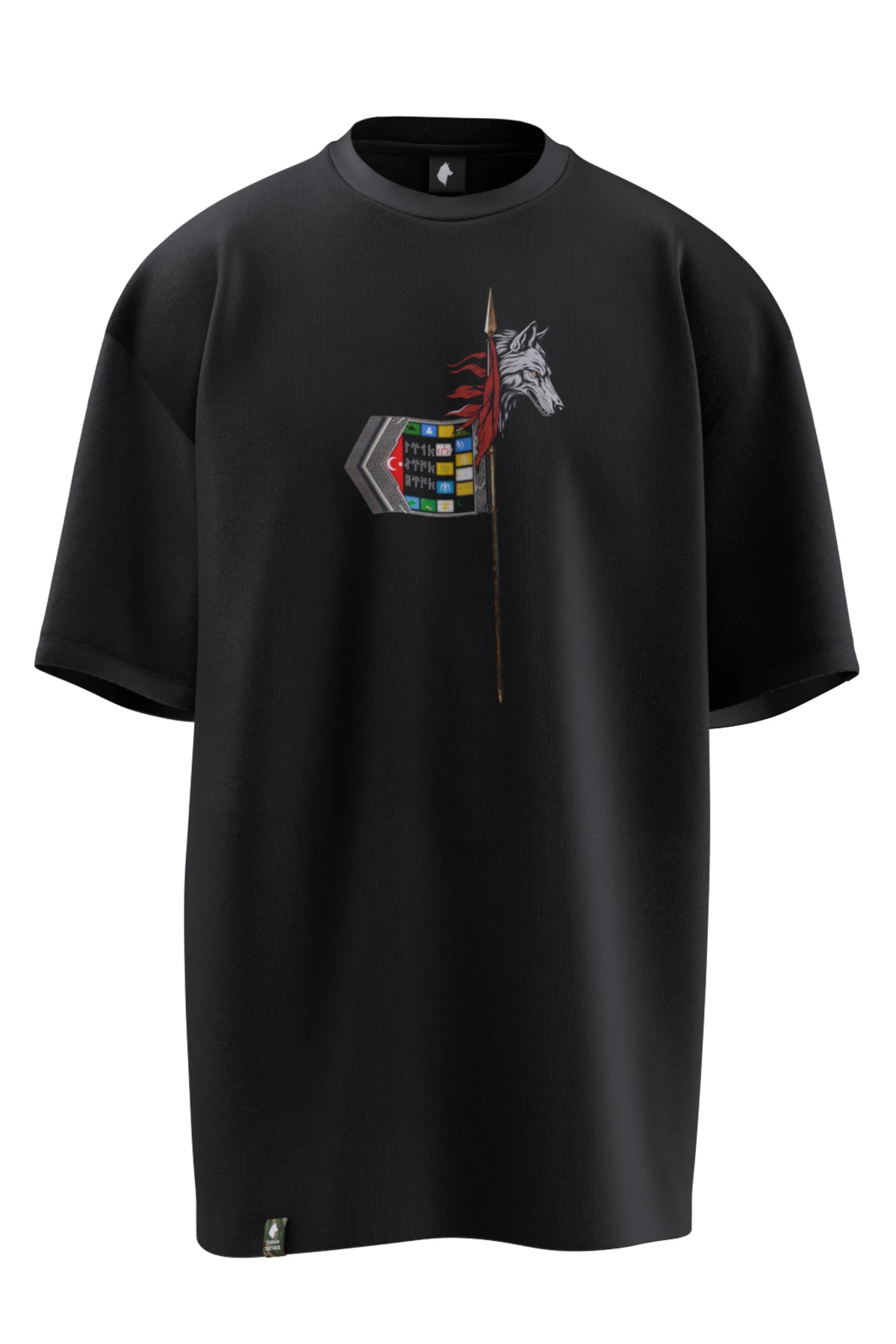 Kurt Başlı Tuğ Tasarımlı Rahat Kalıp Unisex T-shirt