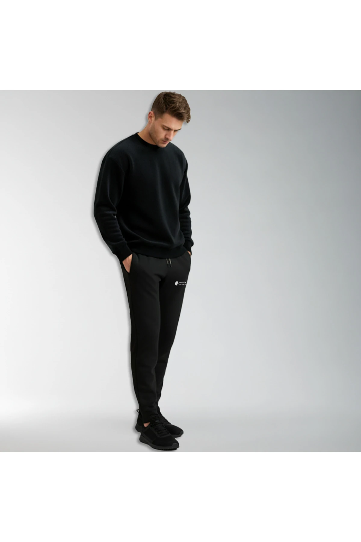 Siyah Kışlık Sweatshirt Eşofman Takımı