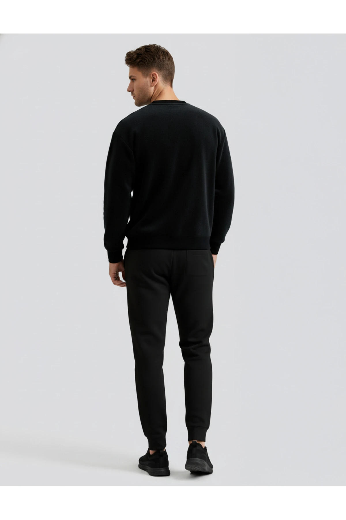 Siyah Kışlık Sweatshirt Eşofman Takımı