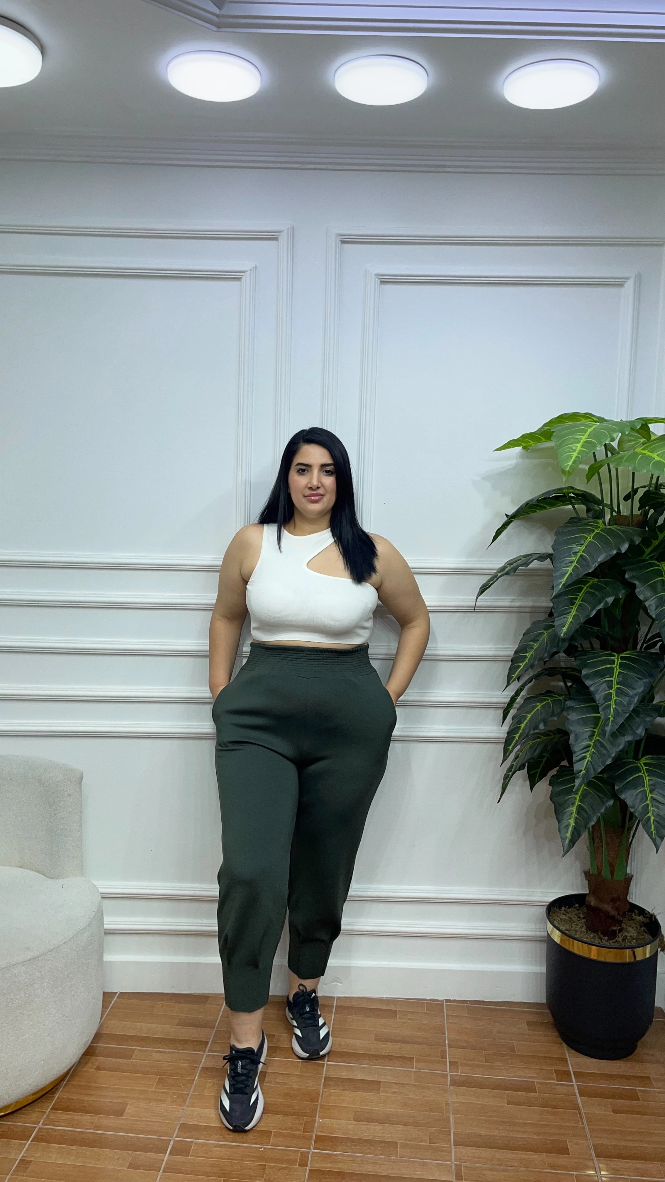 Büyük Beden Korsajlı Scuba Jogger Pantolon - Haki