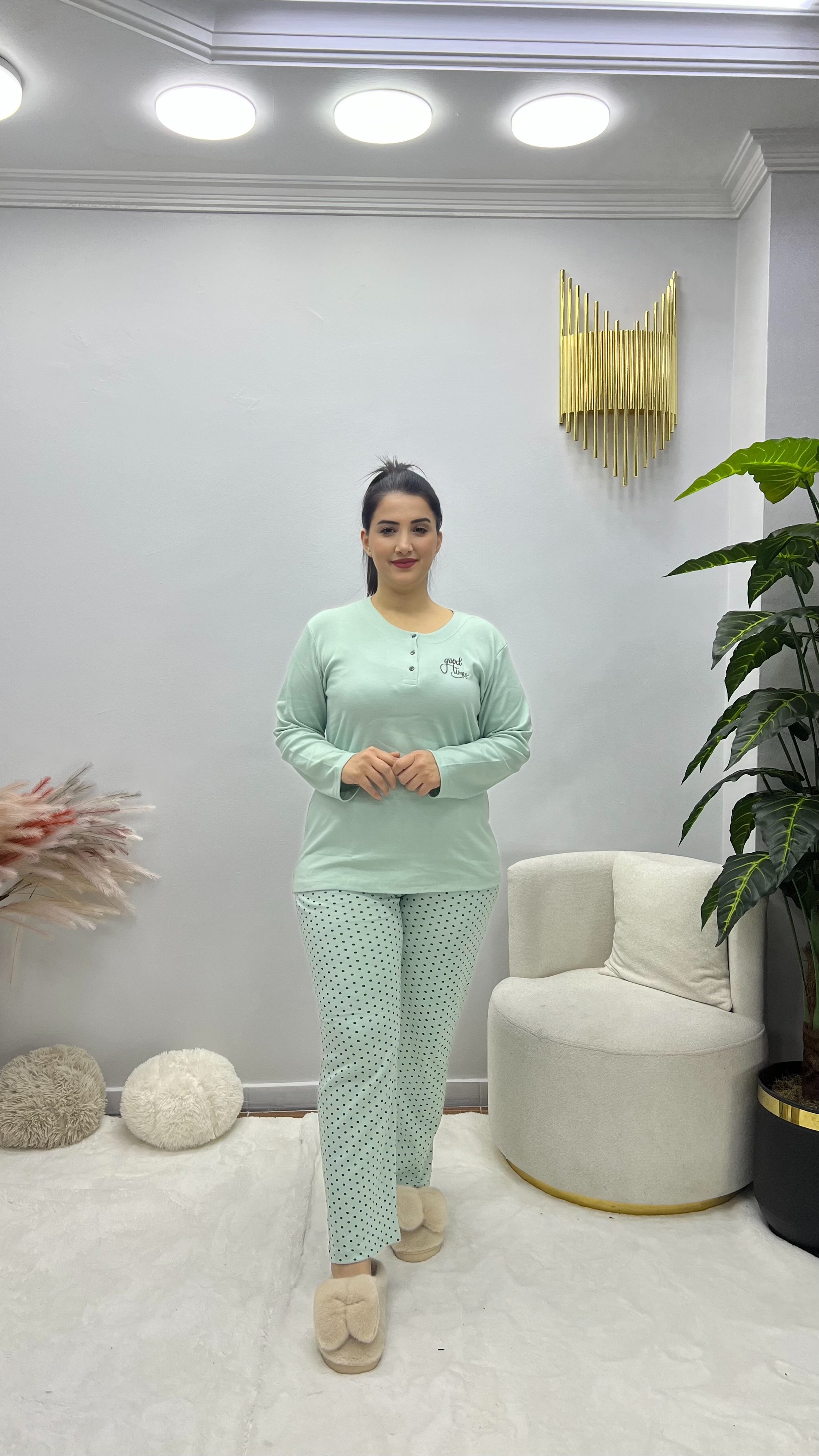 Büyük Beden Clara Pijama - Yeşil