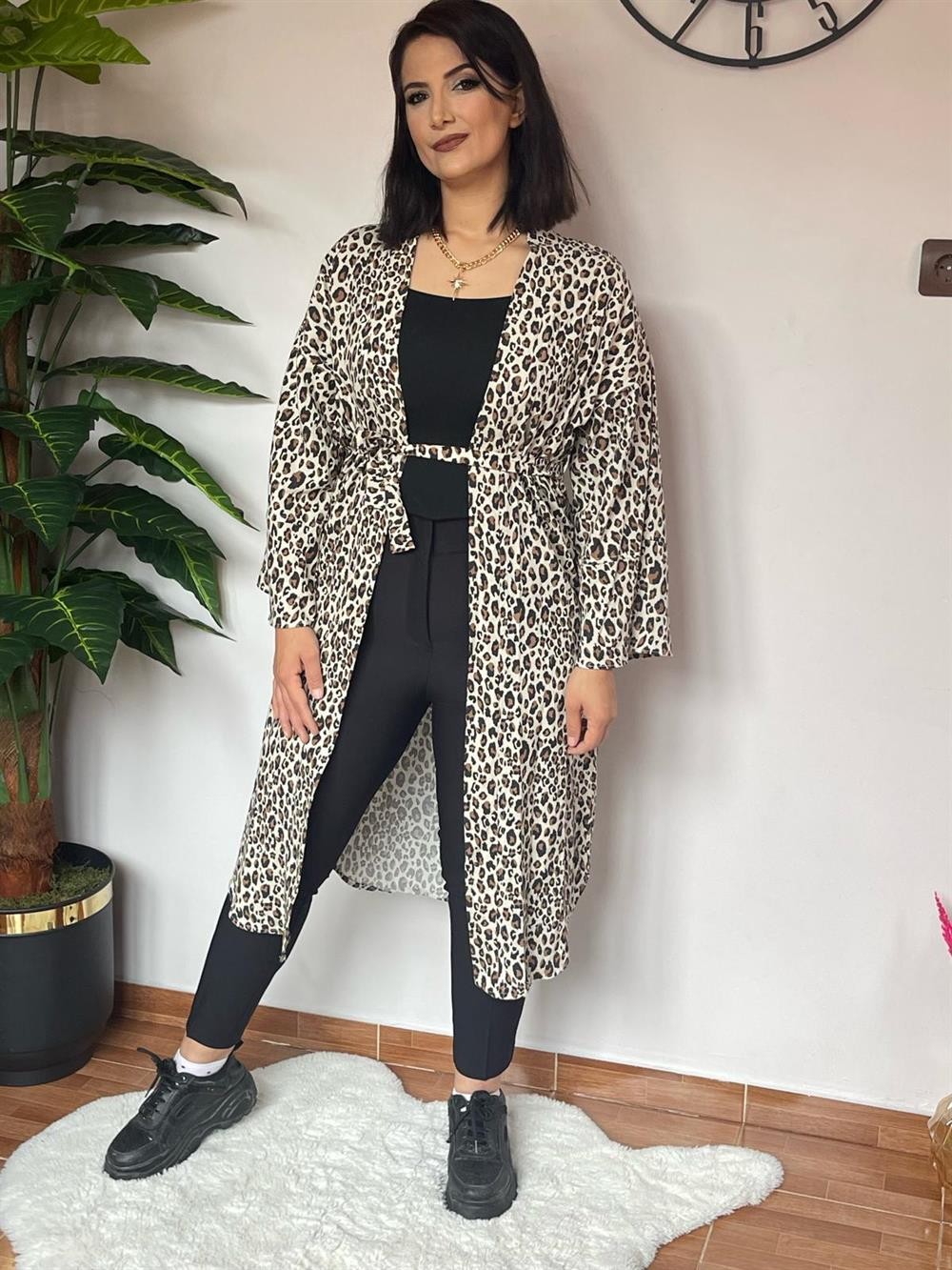 Leopar Desen Kimono
