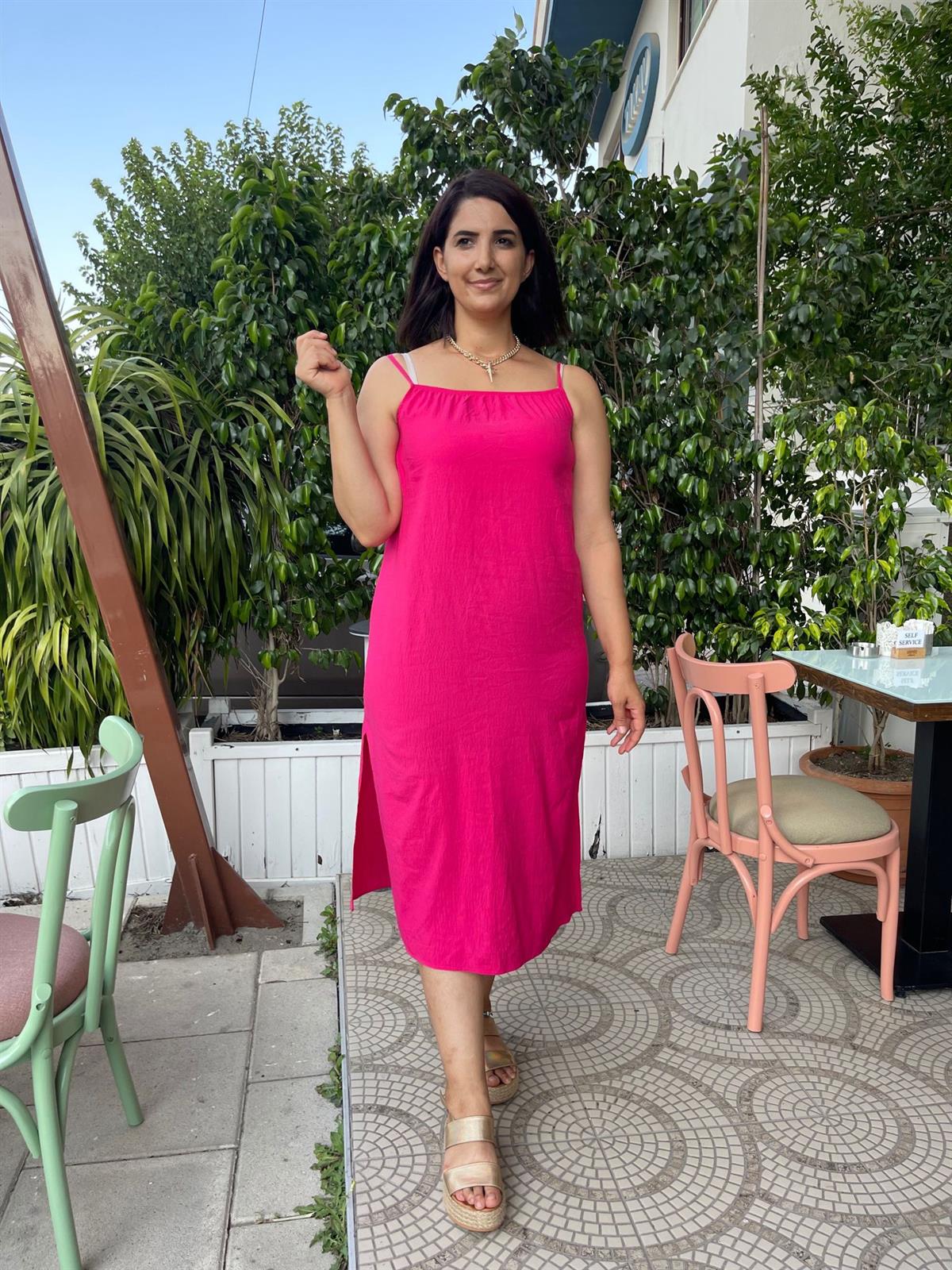 İp Askılı Midi Elbise