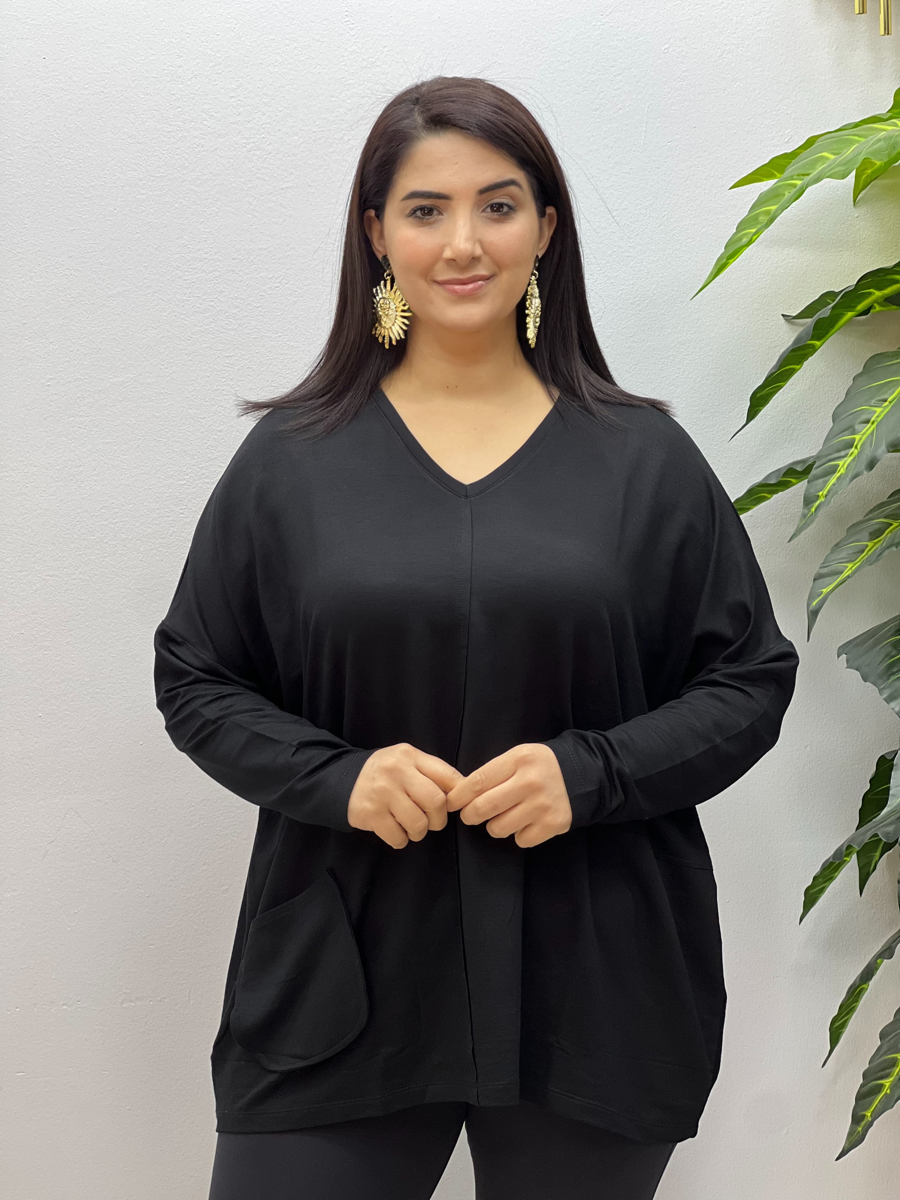 Büyük Beden Pretty Tunik  - Siyah