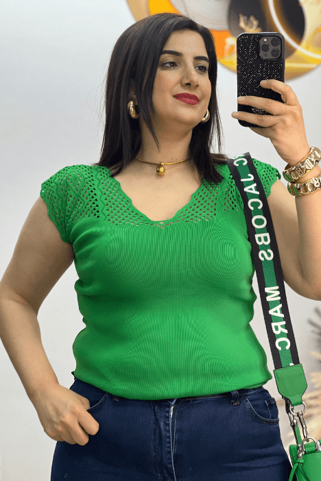 1 Alana 1 Bedava  Merserize Bluz - Yeşil