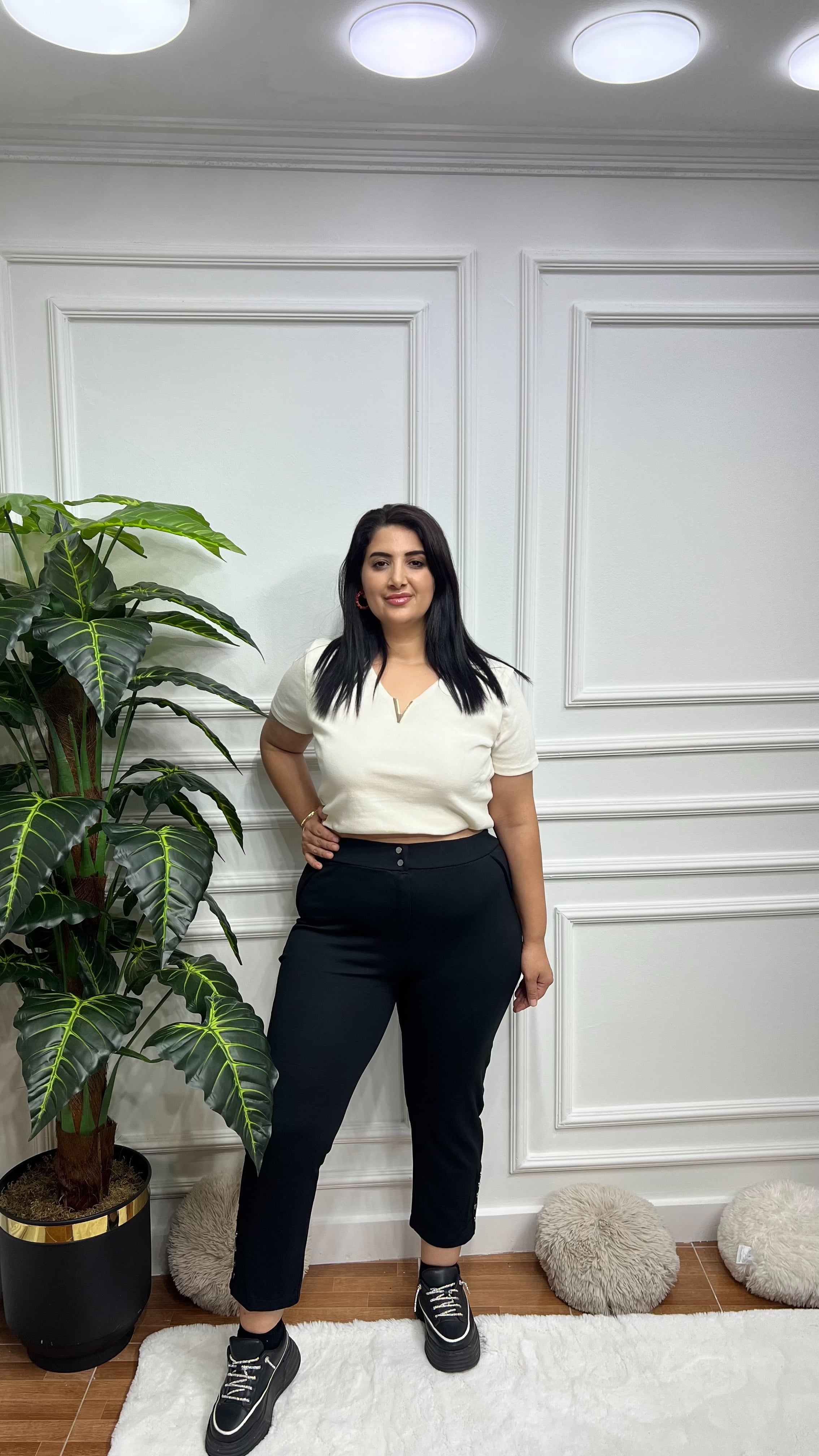 Cıt Cıt Düğme Detaylı Pantolon