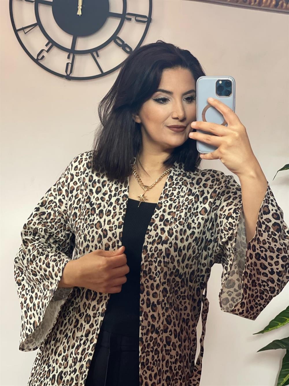 Leopar Desen Kimono