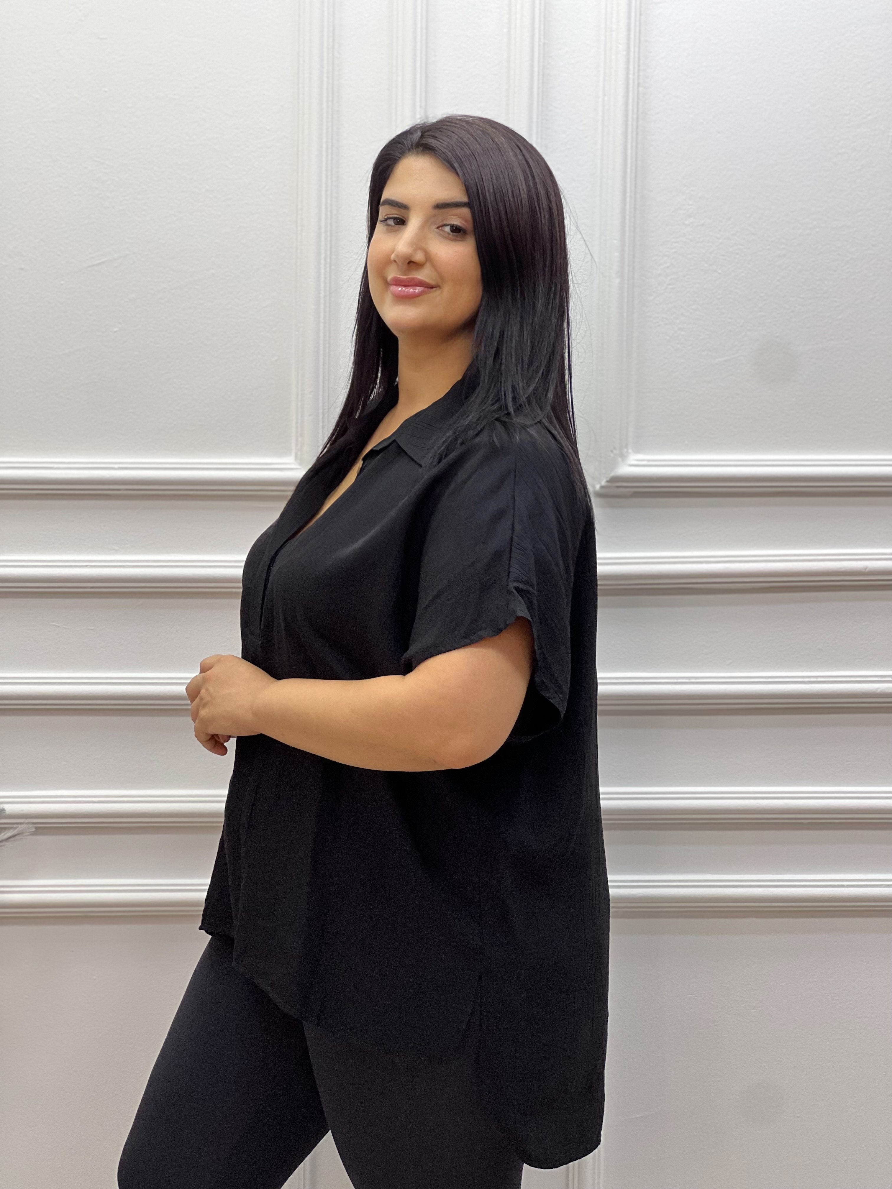 Yazlık Oversize Gömlek - Siyah