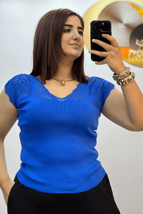 1 Alana 1 Bedava  Merserize Bluz - Mavi